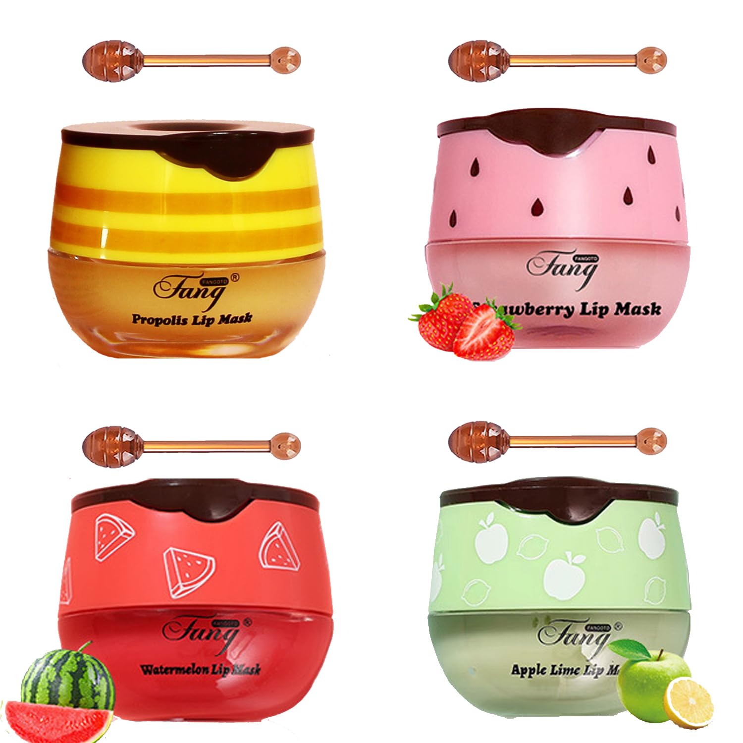 4 Pcs Bee Lip Balm Honey Pot,Lip Mask Propolis Moisturizing,Prevention Dry And Cracked Lip Scrubs Exfoliator Lip Wrinkle Skin Ca