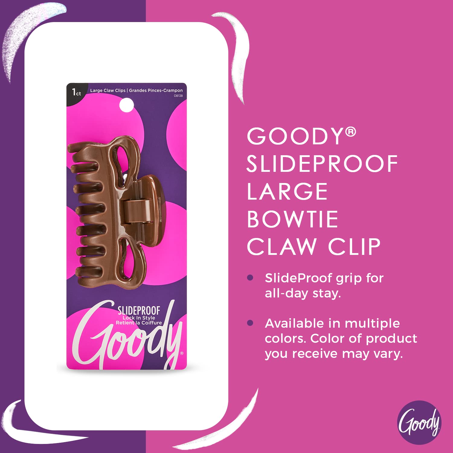 Goody Ouchless Flexible No Metal Bowtie Claws, Large (Pack of 3)