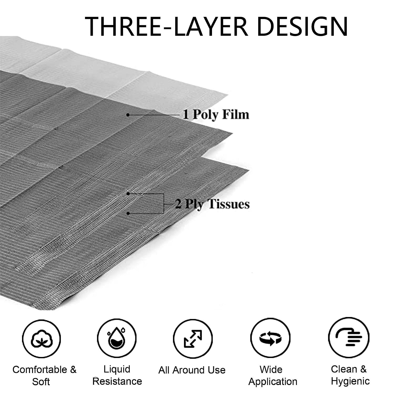 Golashfun Nail Table Mats Disposable Nail Art Paper Towels,50Pcs Black Waterproof 3 Ply Nail Art Paper 13'' X 17'' Pads For Nail