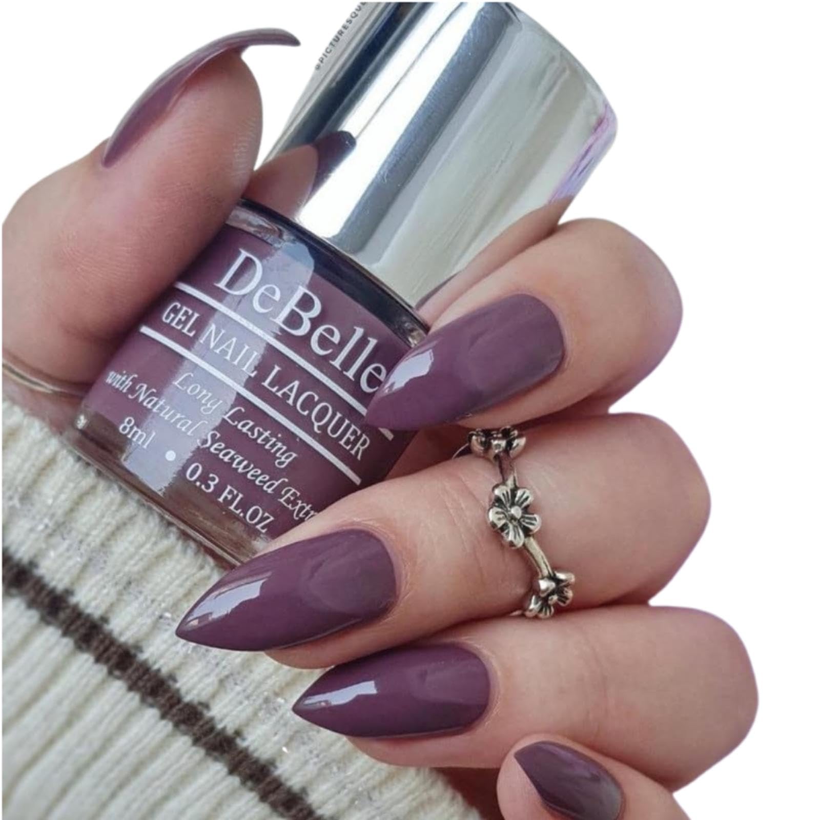 DeBelle Gel Glossy Finish Nail Polish Pretty Petunia (Rust Mauve) 8 Ml  Enriched With Natural Seaweed Extract, Cruelty Free, To