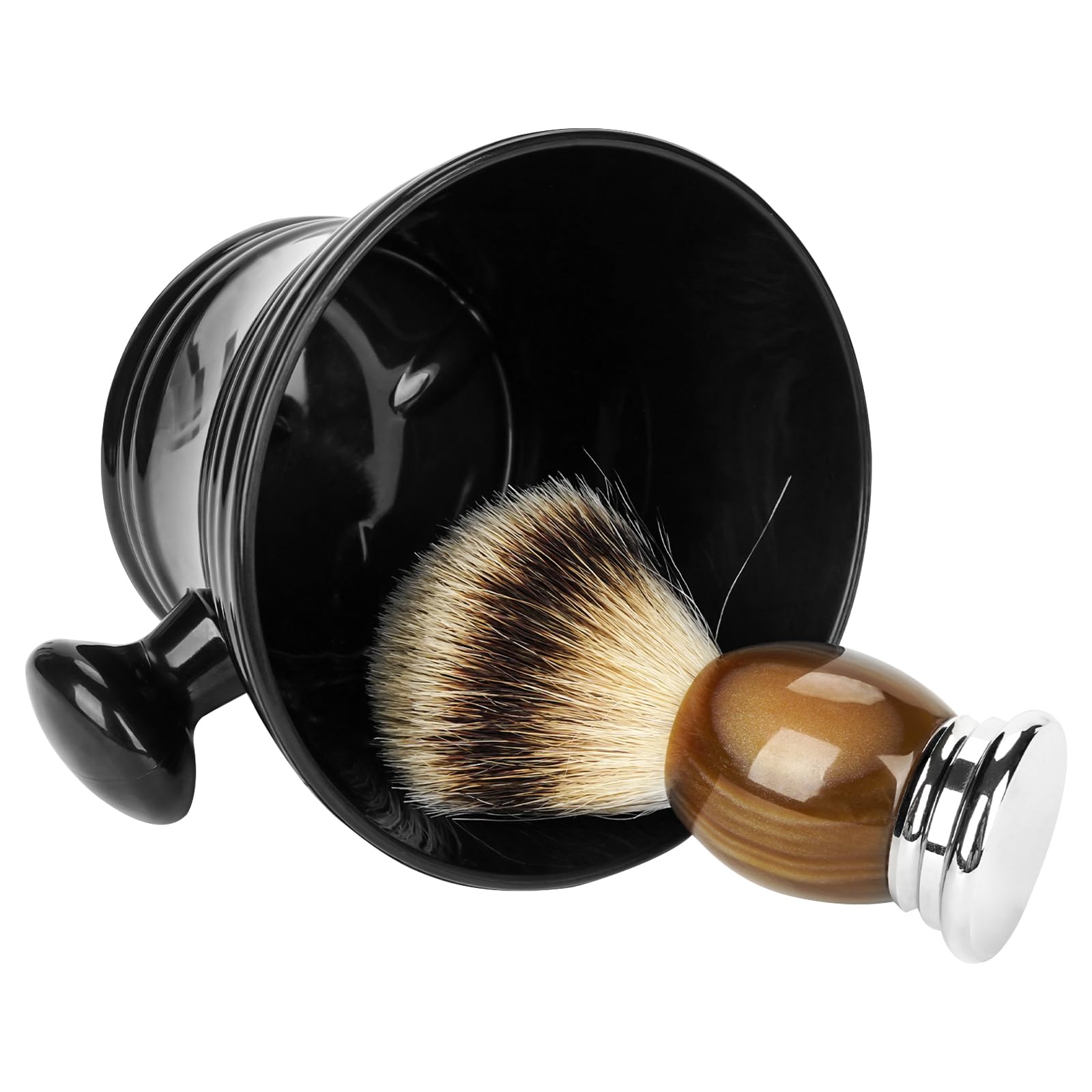 Linkidea Men Plastic Shaving Cup with Handle, Deep Size Textured Wet Shaving Cup, Traditional Wet Shaving Factory Shaving Mug (B