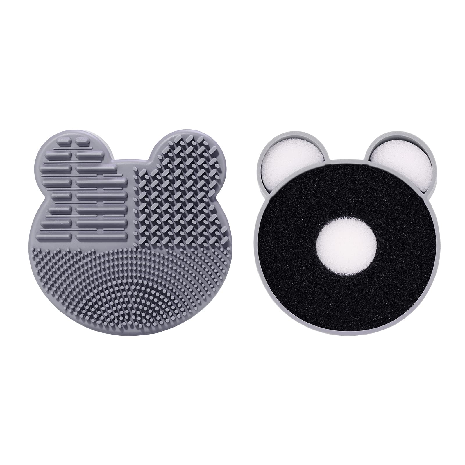MSQ Makeup Brush Cleaning Mat with Color Removal Sponge 2 in 1 Design Silicone Cleaner Pad for Dry and Wet Cleaning Brush Color 