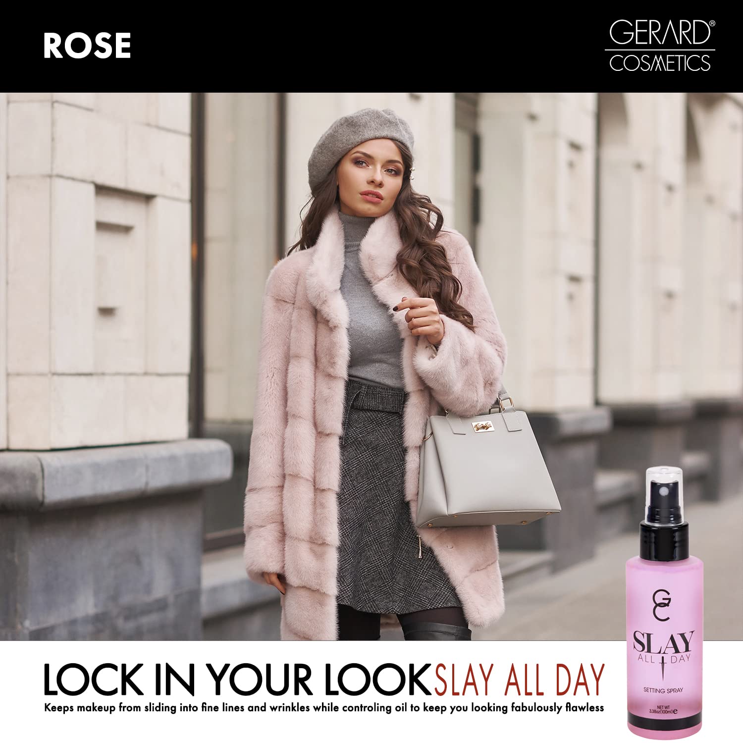 Gerard Cosmetics Slay All Day Makeup Setting Spray | Rose Scented | Matte Finish With Oil Control | Cruelty Free, Long Lasting F