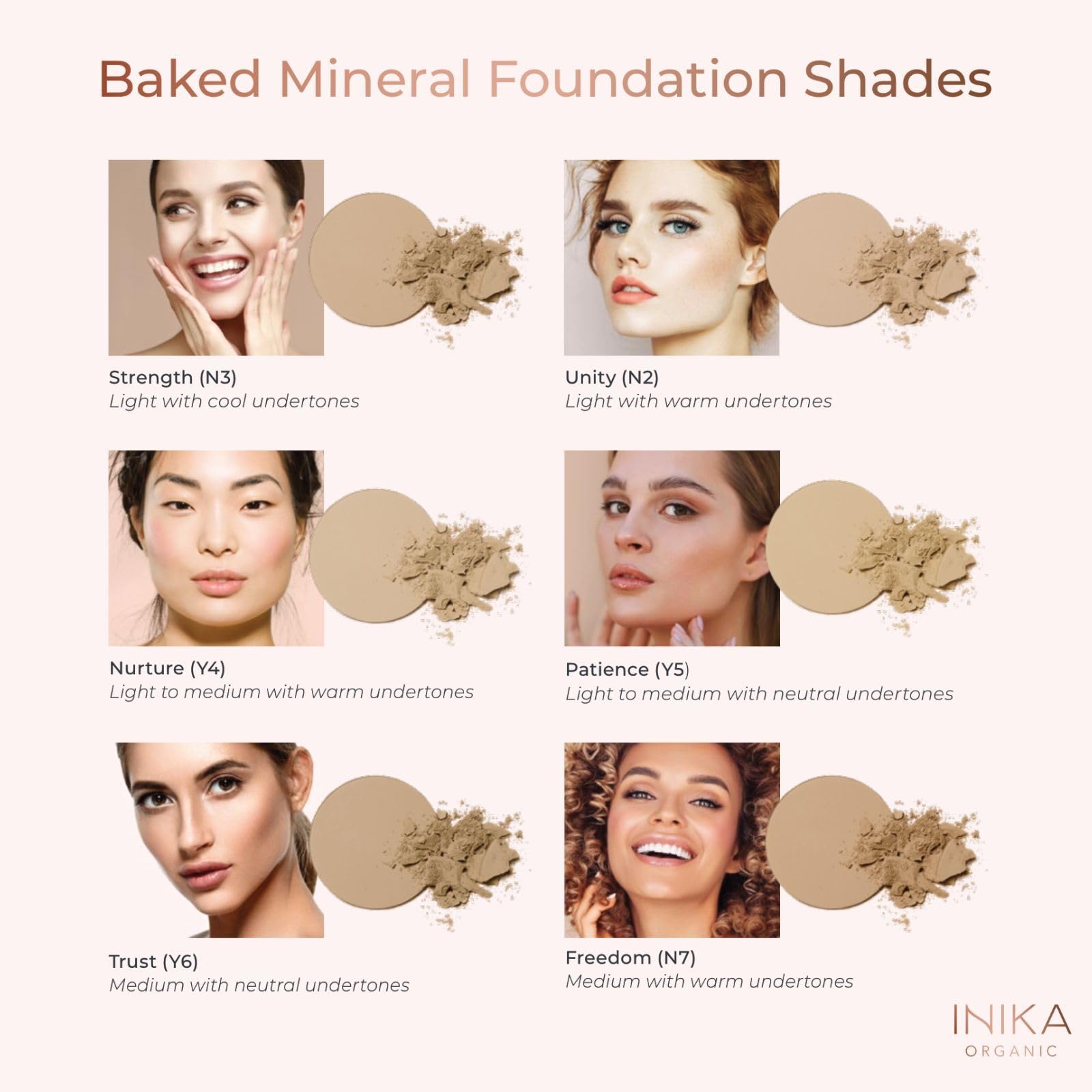 INIKA Organic Buildable Baked Mineral Foundation Compact Powder - Lightweight, Breathable Natural Base with Hydrating Squalane a