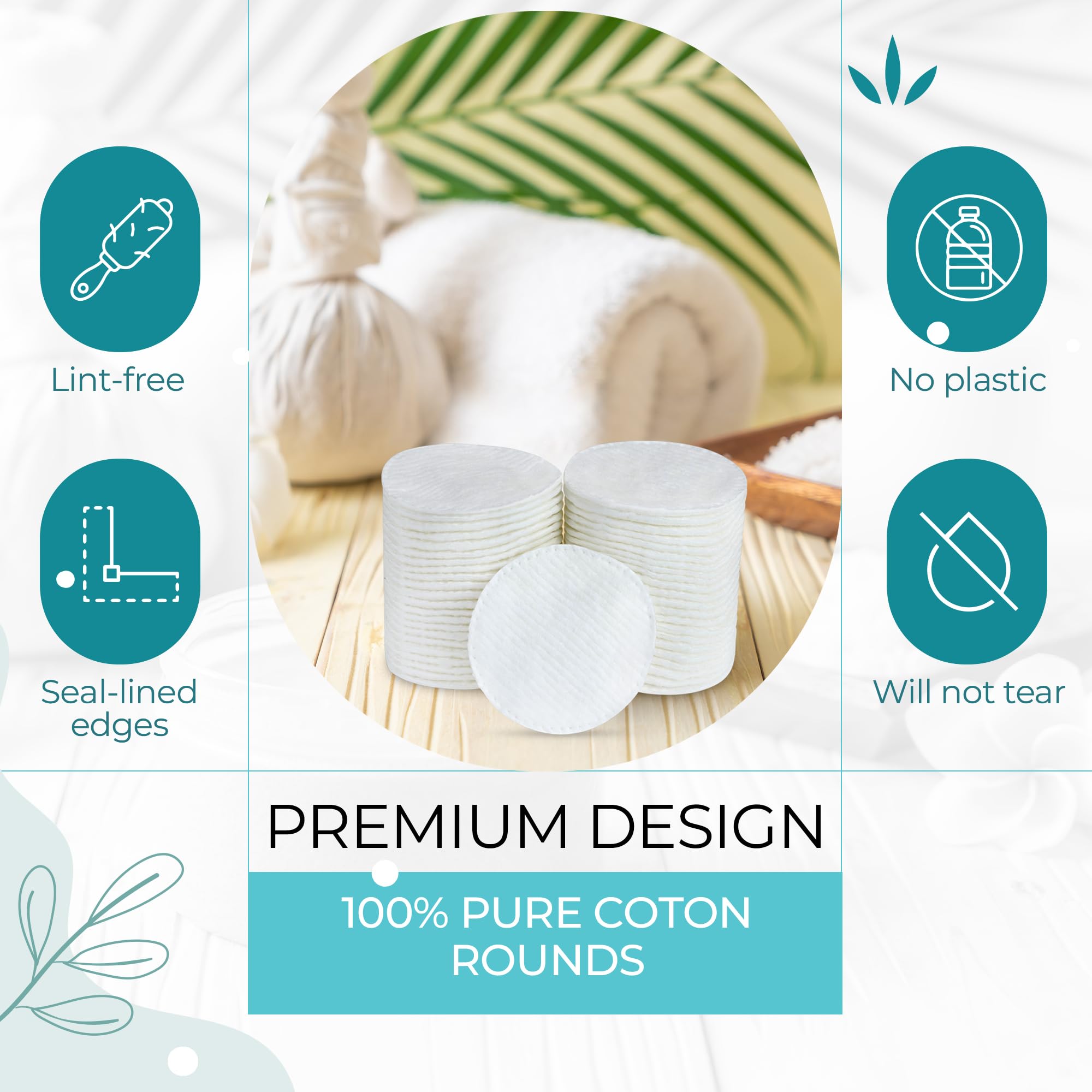 R-NEU 400 Cotton Rounds, 100% Natural Turkish Cotton Makeup Remover and Facial Cleansing Cotton Round Pads, Waffle Textured Hypo