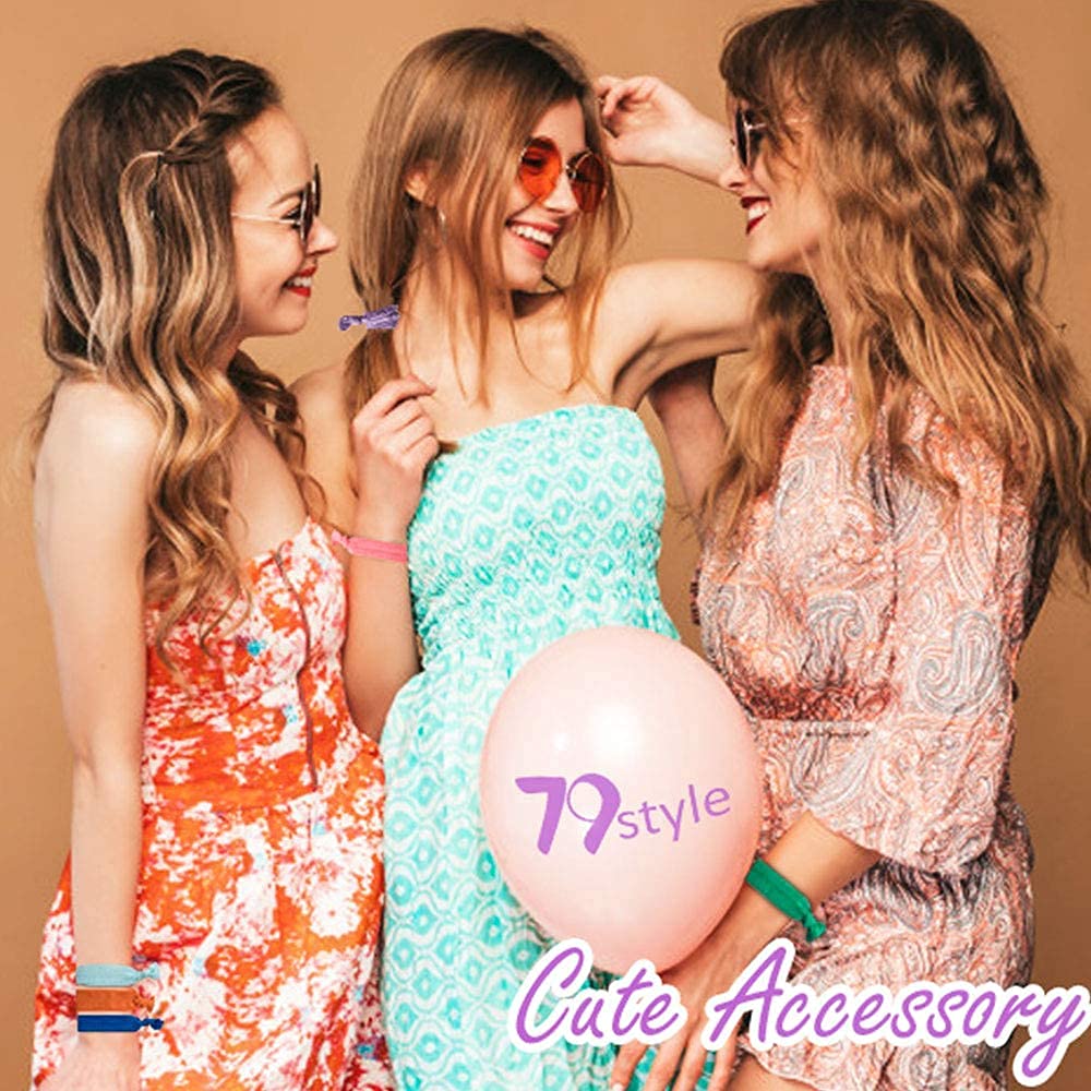 79Style 100Pcs No Crease Fabric Hair Ties For Women. Soft Ribbon Hair Ties Knotted Ponytail Holders No Break Hair Bands Flat Bul