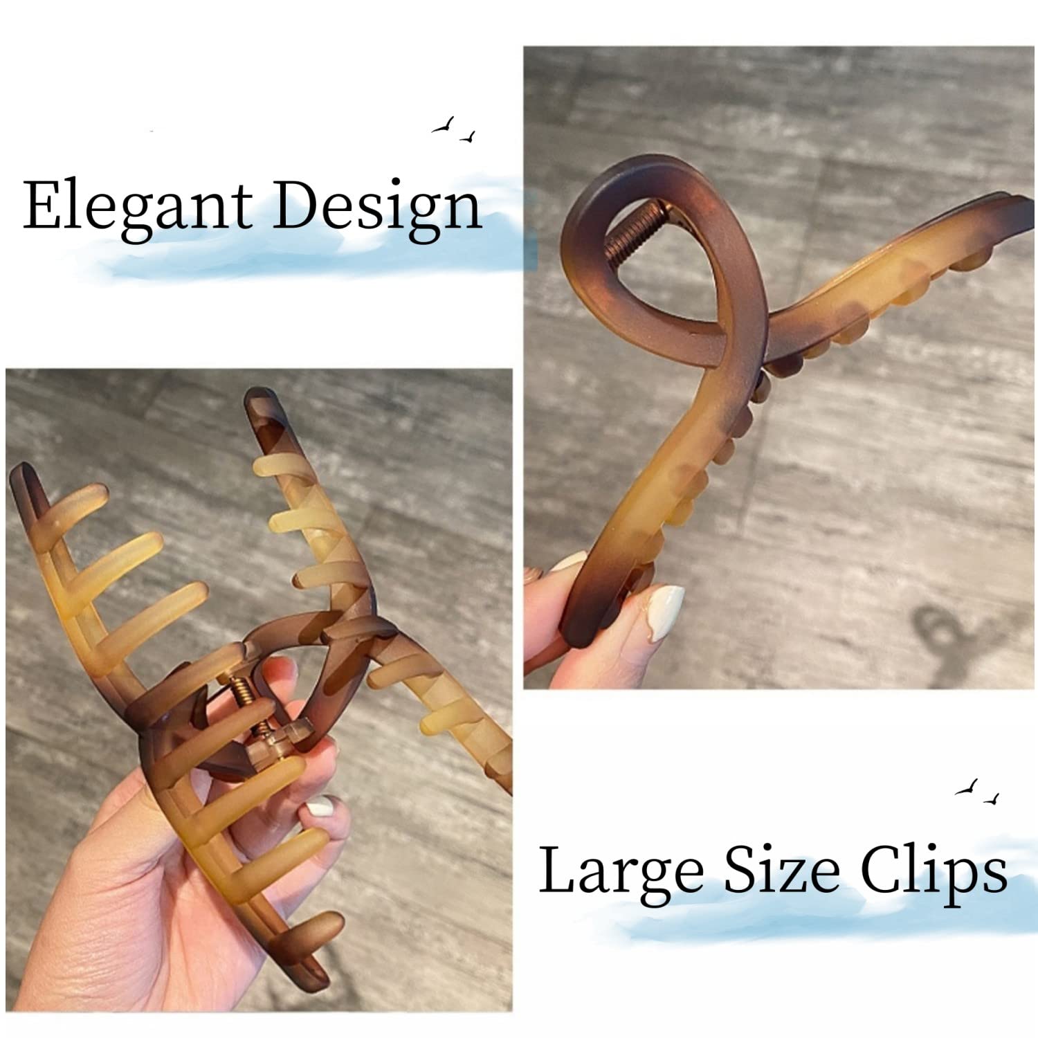 VRbeatter Big Hair Claw Clips Large Butterfly Hair Clips for Women Matte 5.1'' Large Clip Oversize Hair Clip for Girls Hair Acce