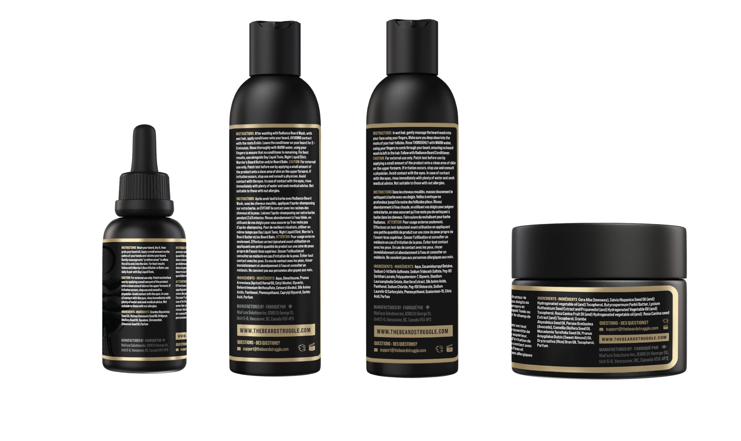 The Beard Struggle Beard Grooming Kit For Men Includes Beard Balm, Beard Oil, Beard Wash, & Beard Conditioner - Gold Collection