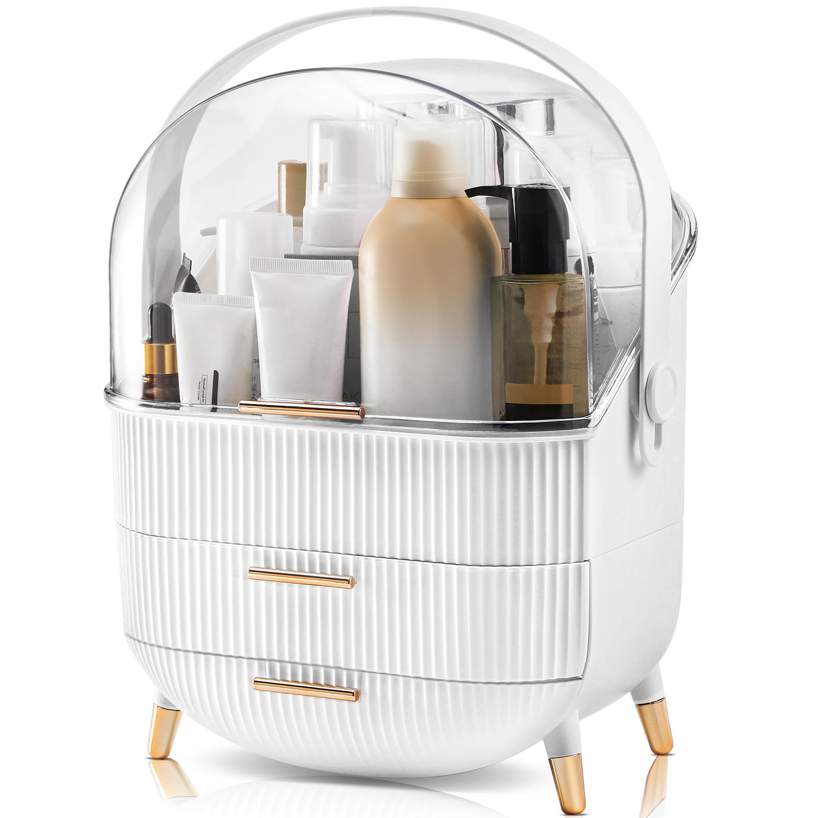 lurcns Makeup Organizers and Storage, Make up Organizer for Vanity Cosmetics Skincare Organizers With Lid and Drawers Display Ca