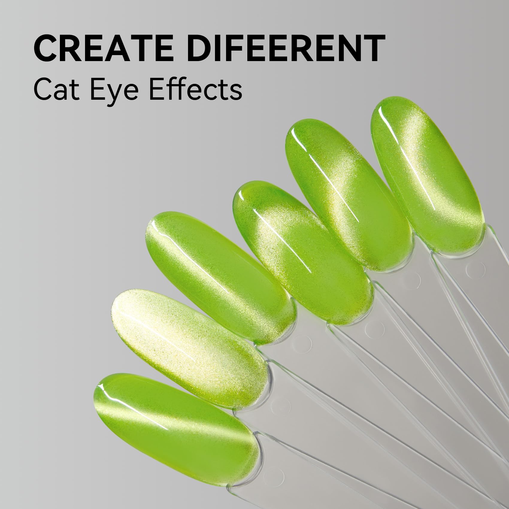 Maychao 15Ml Shine Muscat Cat Eye Gel Nail Polish 1Pc Green Glitter Cat Eye Gel Polish With Magnet Soak Off Holographic Magnetic