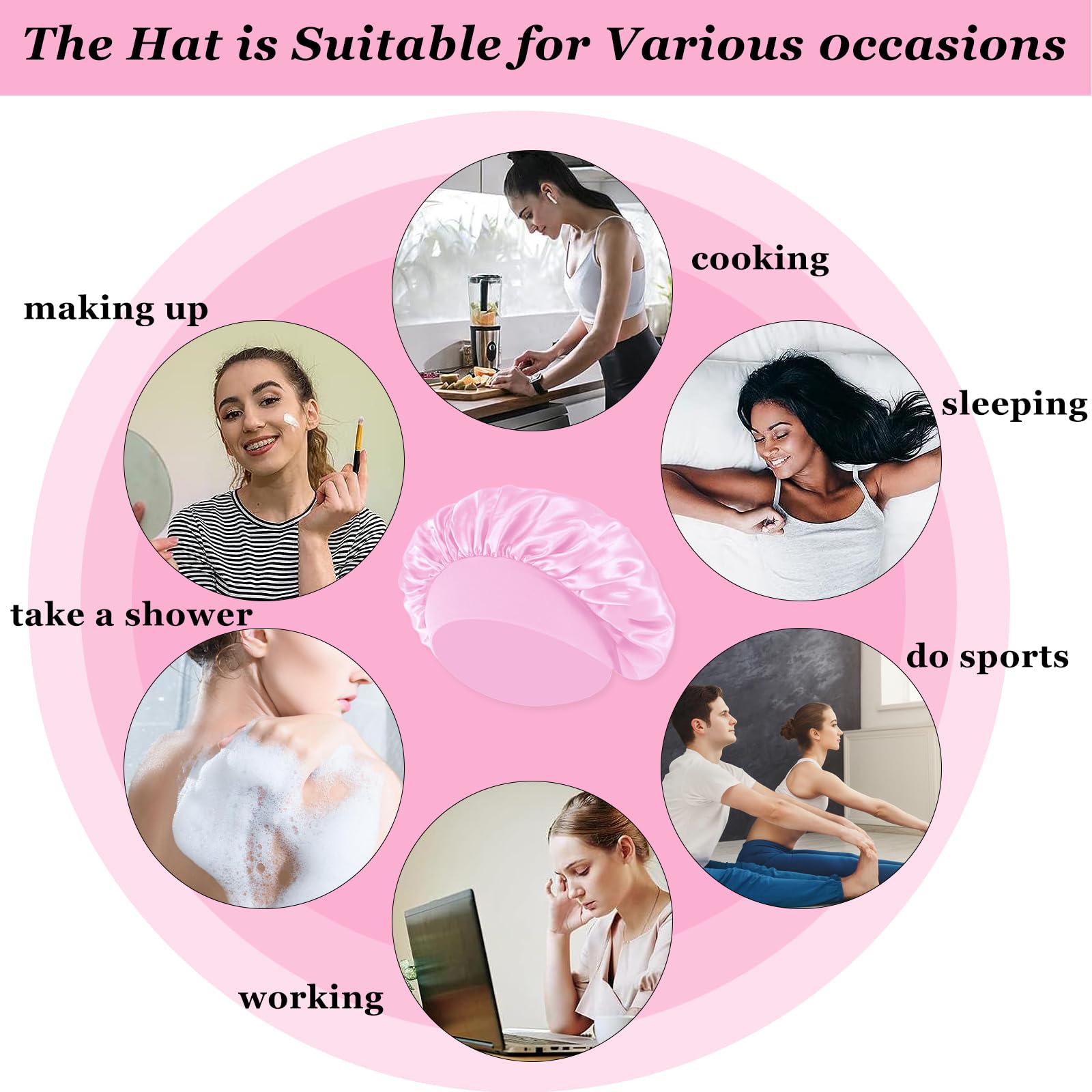 4Pcs Satin Hair Bonnet For Sleeping,Bonnets For Black Women Men,Silk Bonnet For Sleeping,Hair Wrap Cap For Curly Hair,Elastic Wi