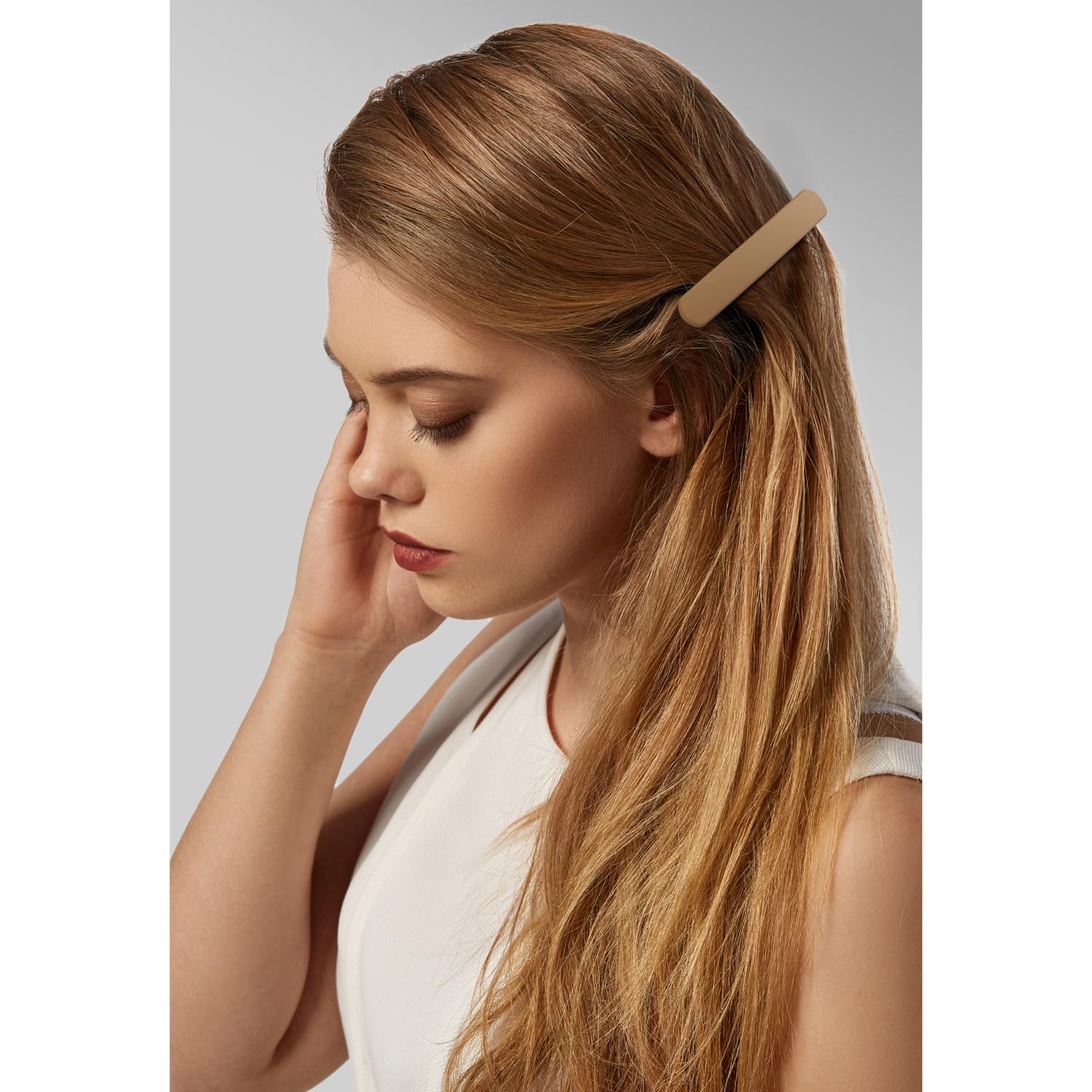 Atoden Women'S Flat Hair Barrettes - 3Pcs Matte French Clips For Thin Fine Or Short Medium Hair, Khaki Brown Black Accessories