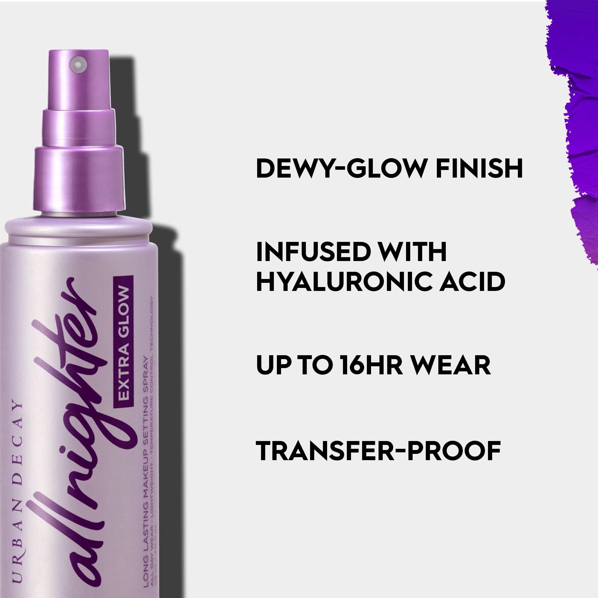 Urban Decay All Nighter Ultra Glow Makeup Setting Spray - Makeup Finishing Spray Infused With Hyaluronic Acid & Agave Extract -