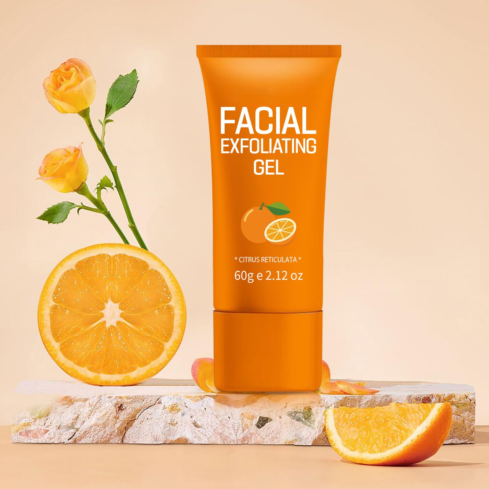 Orange Enzyme Facial Exfoliating Gel  Hydrating Peeling Scrub, Deep Clean Pores & Remove Blackheads, NonAbrasive Face/Body Exf