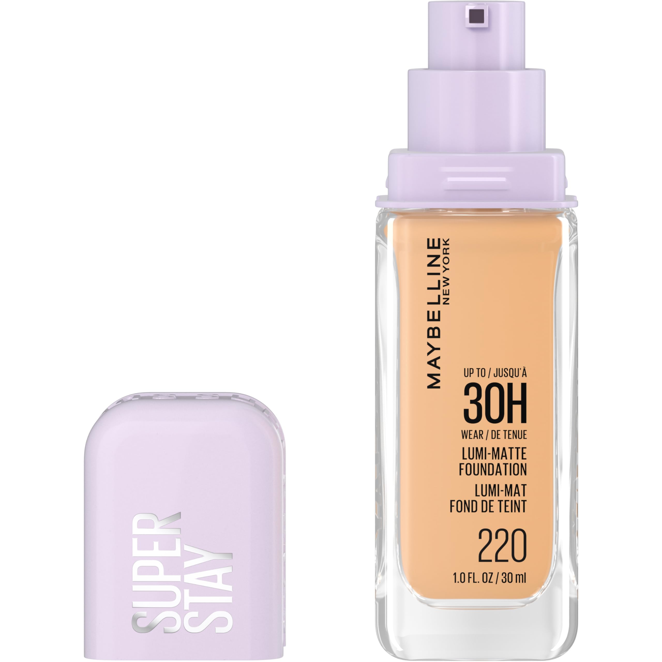 Maybelline Super Stay Lumi-Matte Foundation, Lightweight and Buildable Full Coverage Foundation Makeup For Up To 30HR Wear, 220,