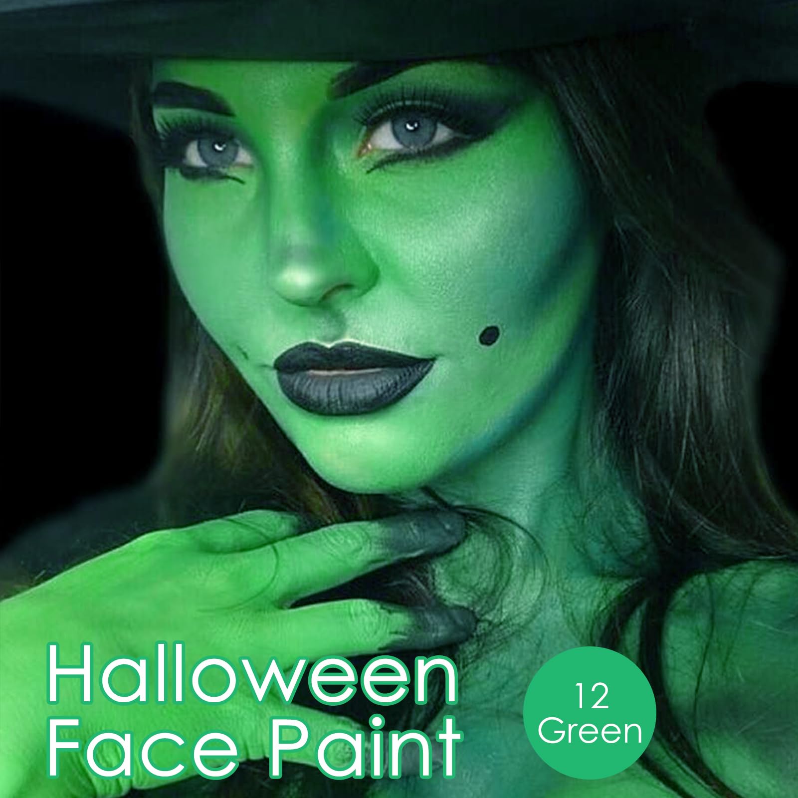 Freeorr 2Pcs Green Face Body Paint Stick,Green Eyeblack Body Paint For St Patricks Day/Halloween/Costume Accessories Vampire/Jok