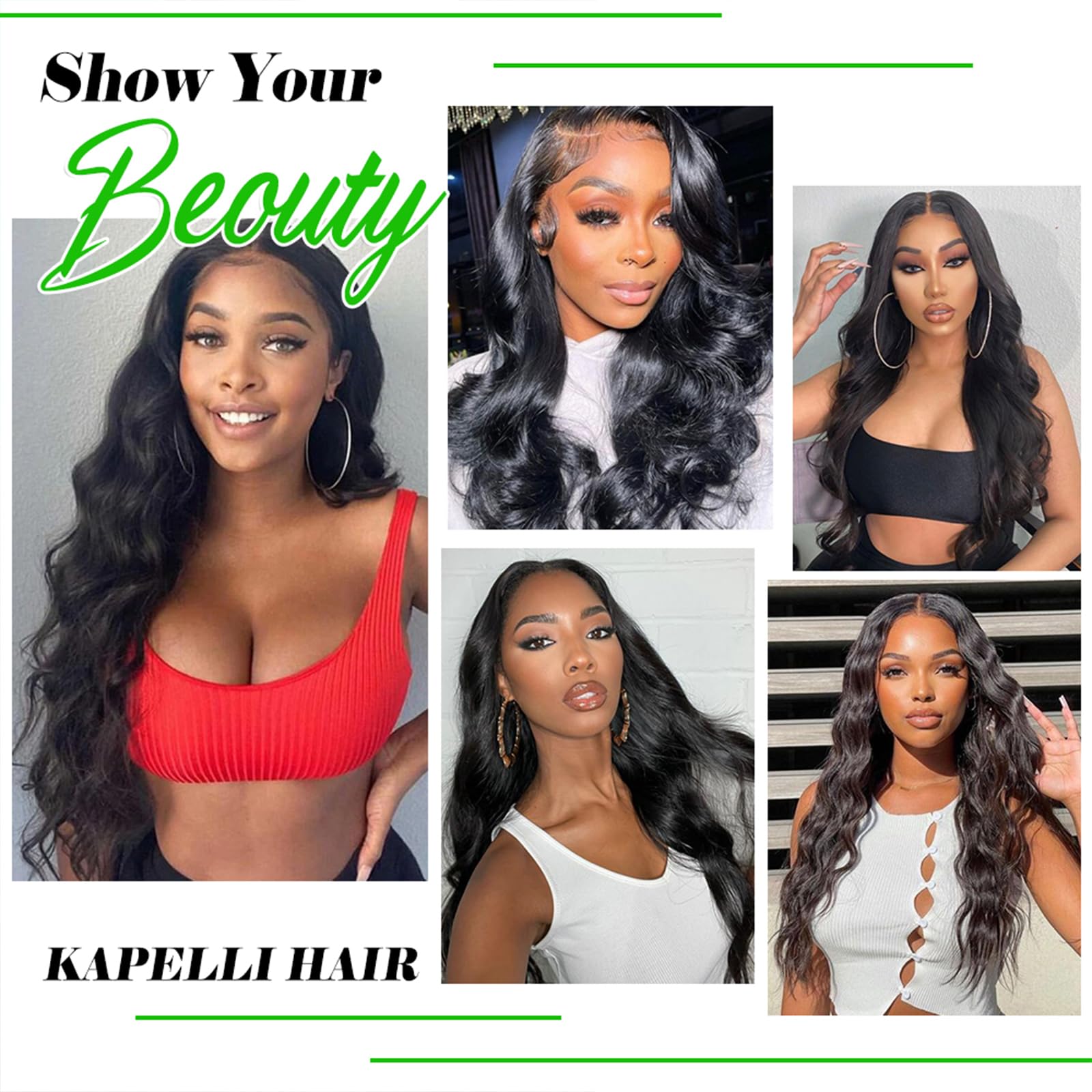 Kapelli Hair 10A Human Hair Bundles Light Brown Brazilian Virgin Hair Body Wave (#4,16 18 20 22) Brazilian Human Hair 100% Unpro