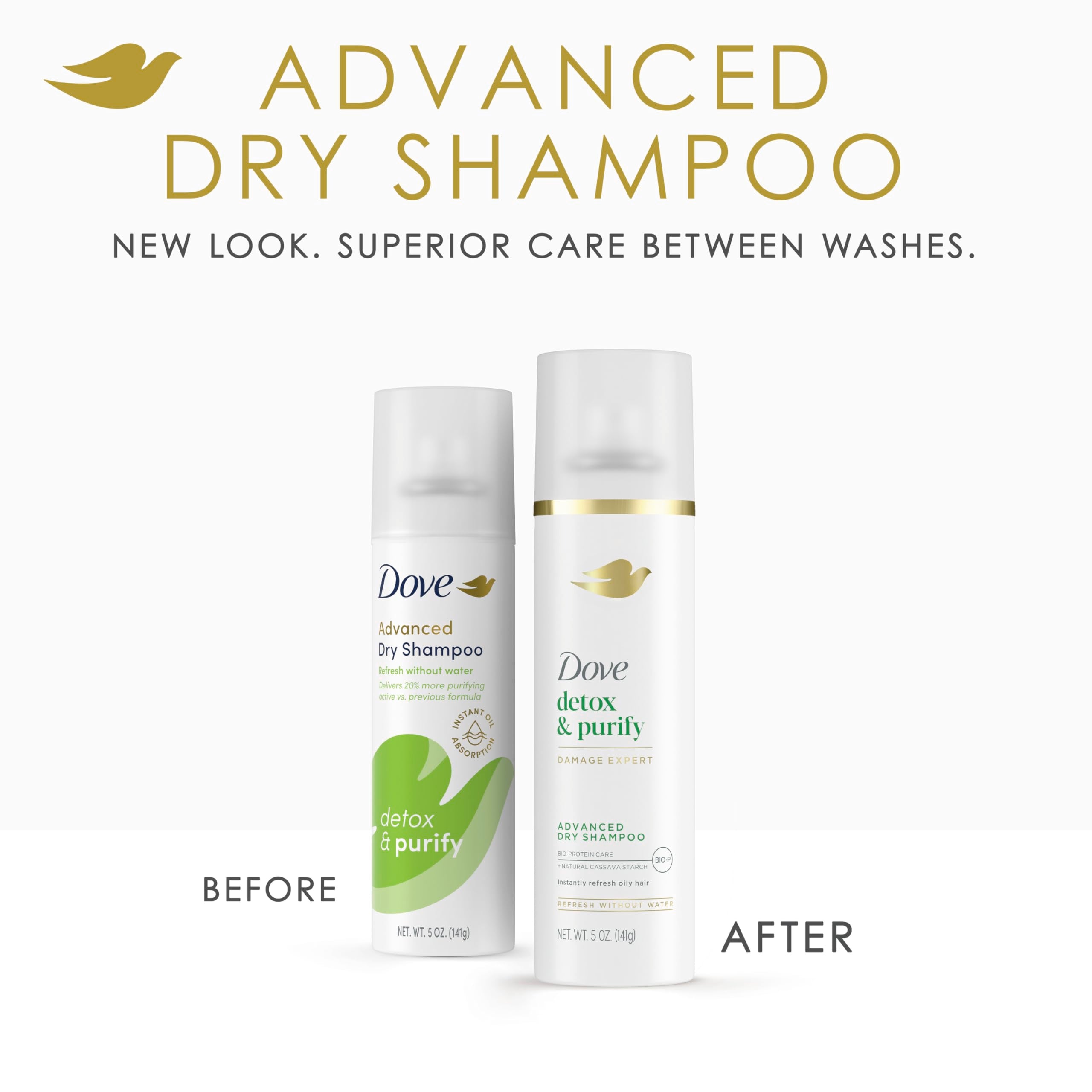 Dove Advanced Dry Shampoo Detox & Purify Refresh & Revive Hair Without Water Instantly Absorb Oil & Life Impurities 5 Oz