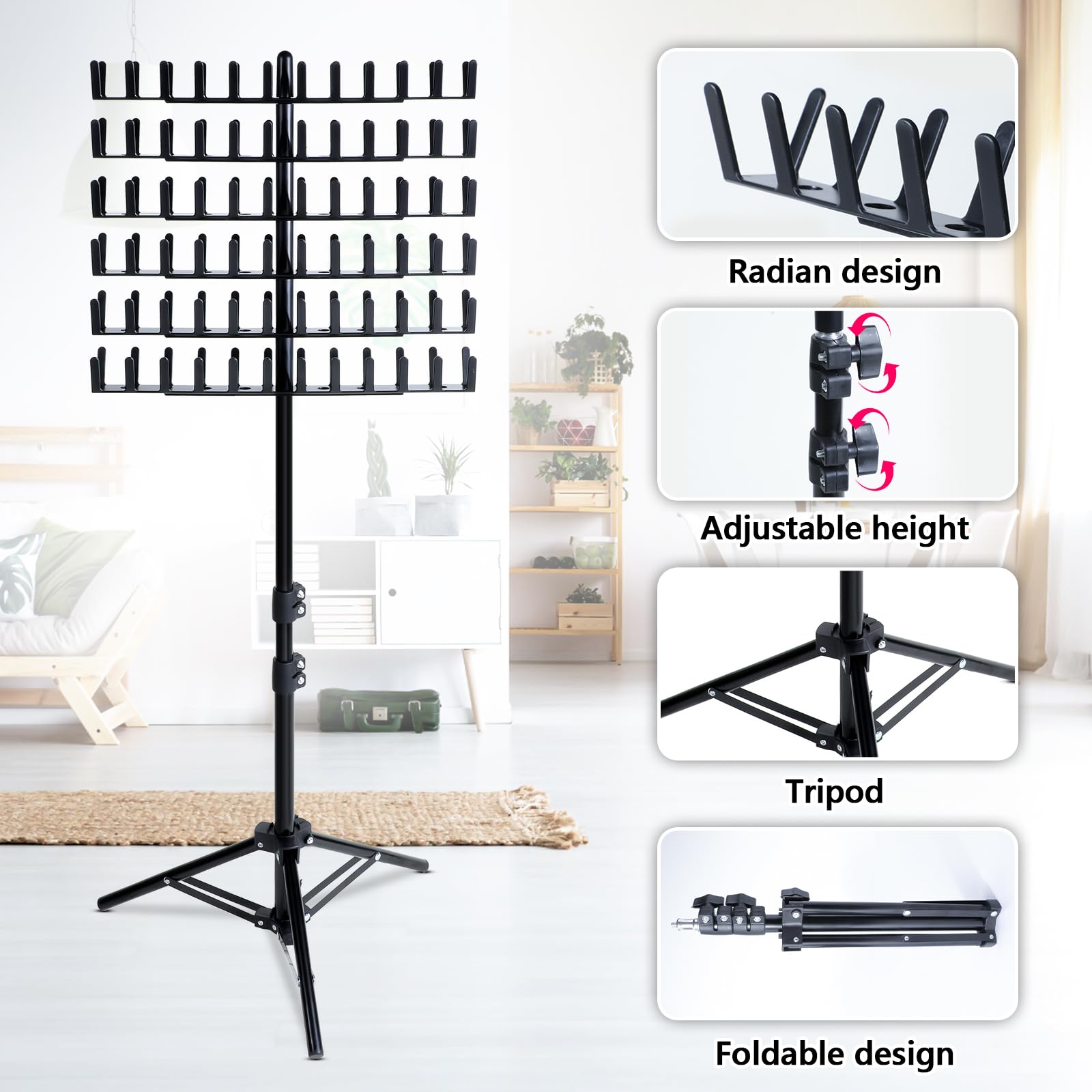 Eastdone Braiding Hair Rack Standing Hair Extension Holder Hanger, 144 Pegs Hair Divider Rack For Braiding Hair Separator Stand