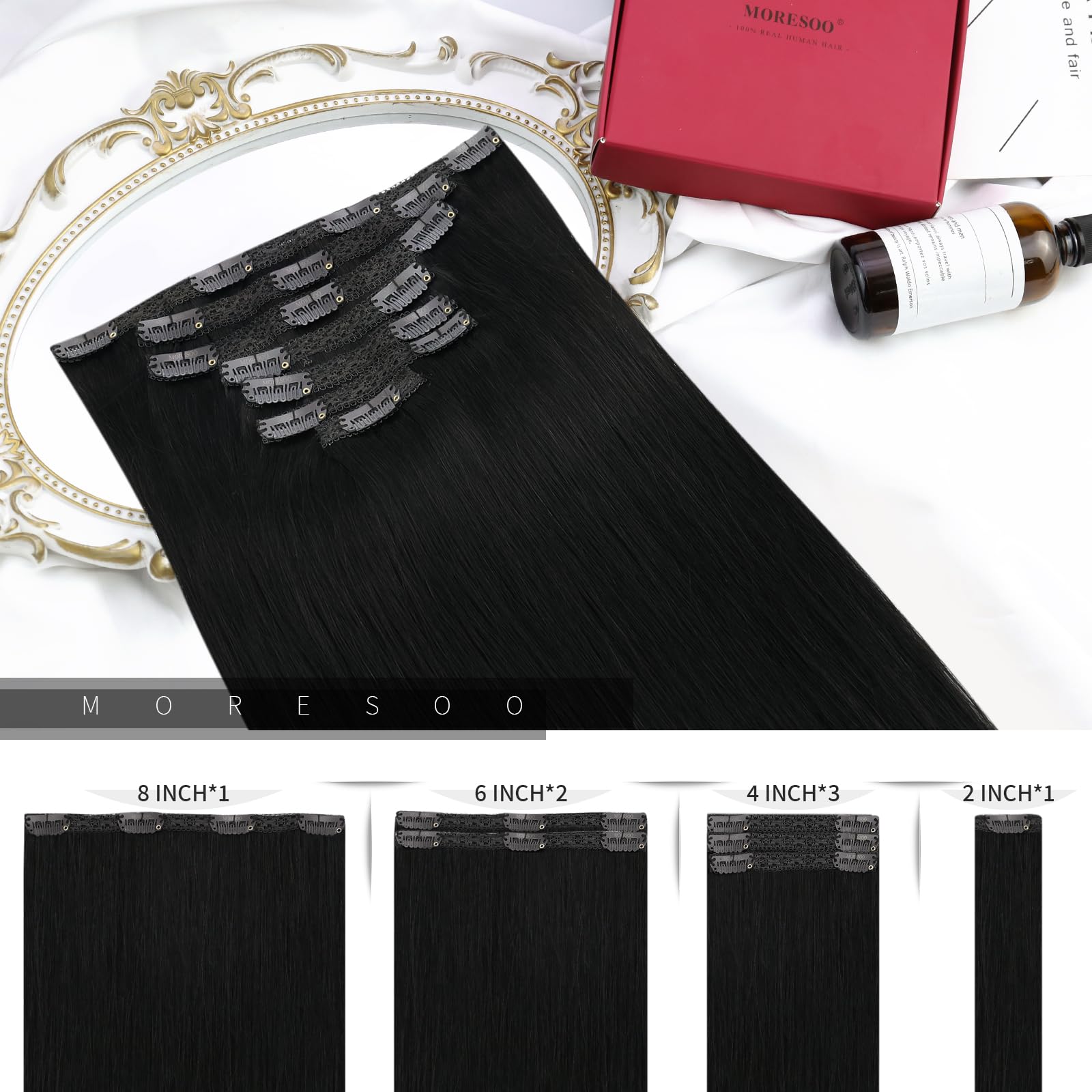 Moresoo Black Clip In Hair Extensions For Black Women Double Weft Clip In Human Hair Extensions Real Hair Extensions Clip In Hum