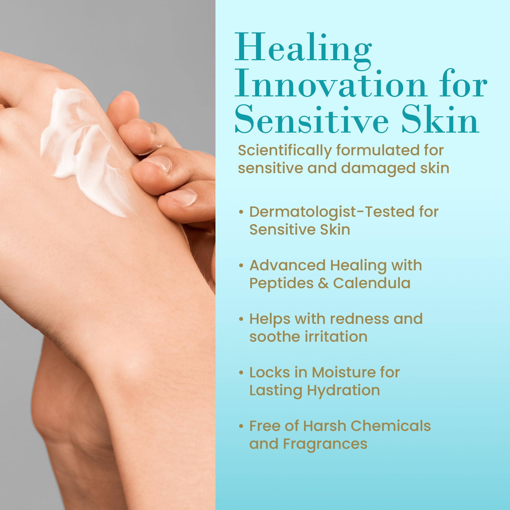 RemeVerse Radiation Cream - Unscented, Gentle, Hyaluronic Acid, Peptides & Calendula Cream for Burns, Soothing Skin and Hydrate