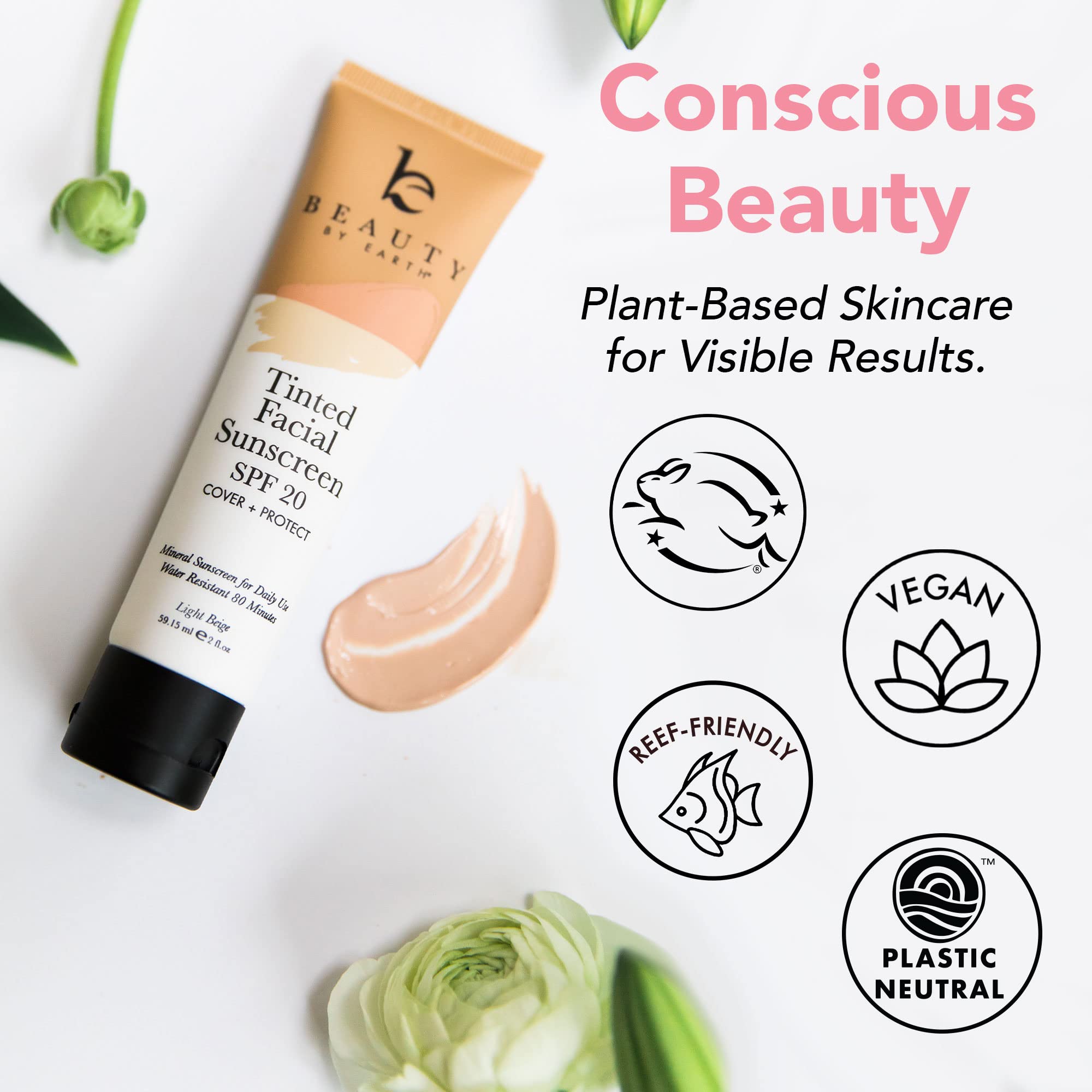 Tinted Sunscreen For Face - Spf 20 With Natural & Organic Ingredients Broad Spectrum Sunblock Lotion, Tinted Moisturizer Zinc Ox