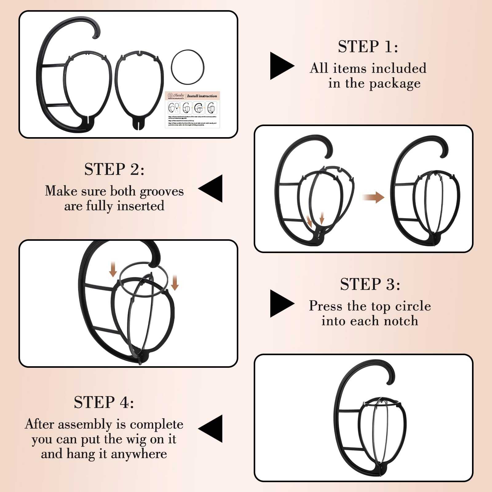 obeoby Hanging Wig Stand, Collapsible Wig Hanger Portable Hanging Stand For Wigs