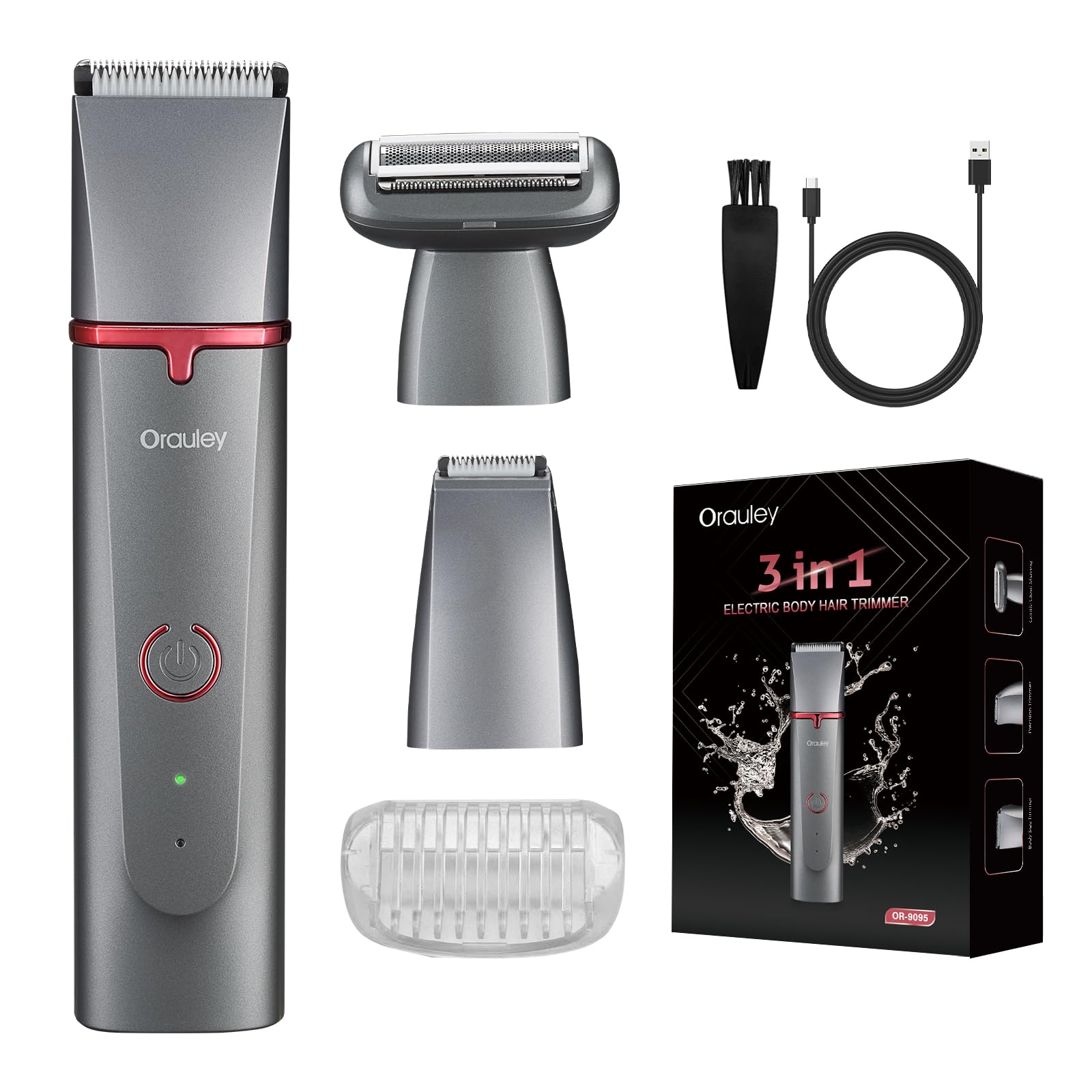 Orauley Electric Razors For Women, 3-In-1 Electric Lady Clipper Pubic Hair Trimmer-Painless Hair Removal Groomer Kit Rechargable