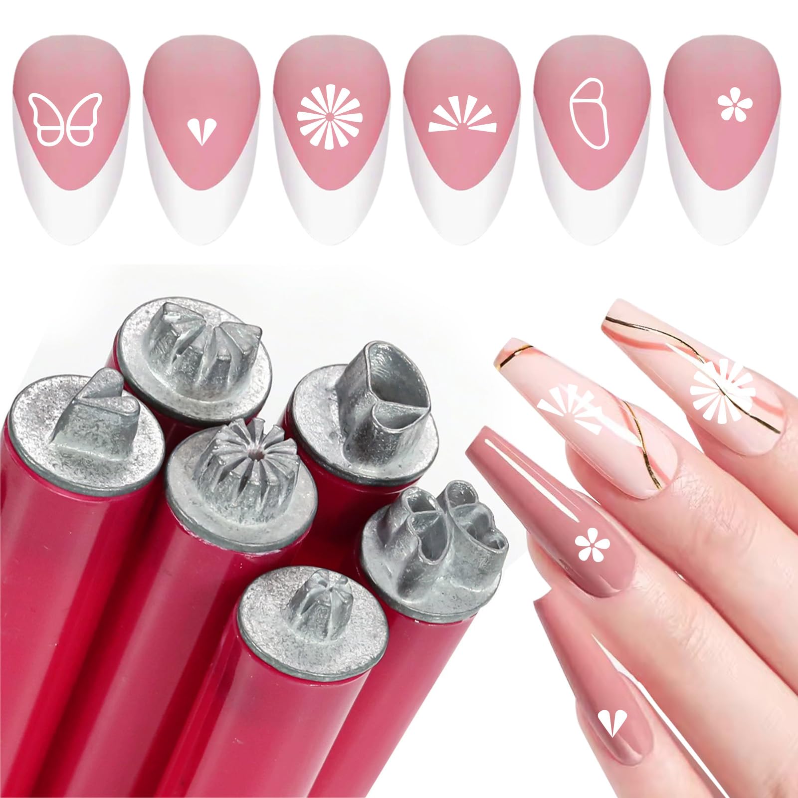 XEAOHESY 6 Pieces Nail Art Stamp Pen Set Butterfly Flower Heart-Shaped Design Nail Stamping Pens Nail Stamp Tools Nail Art Stamp