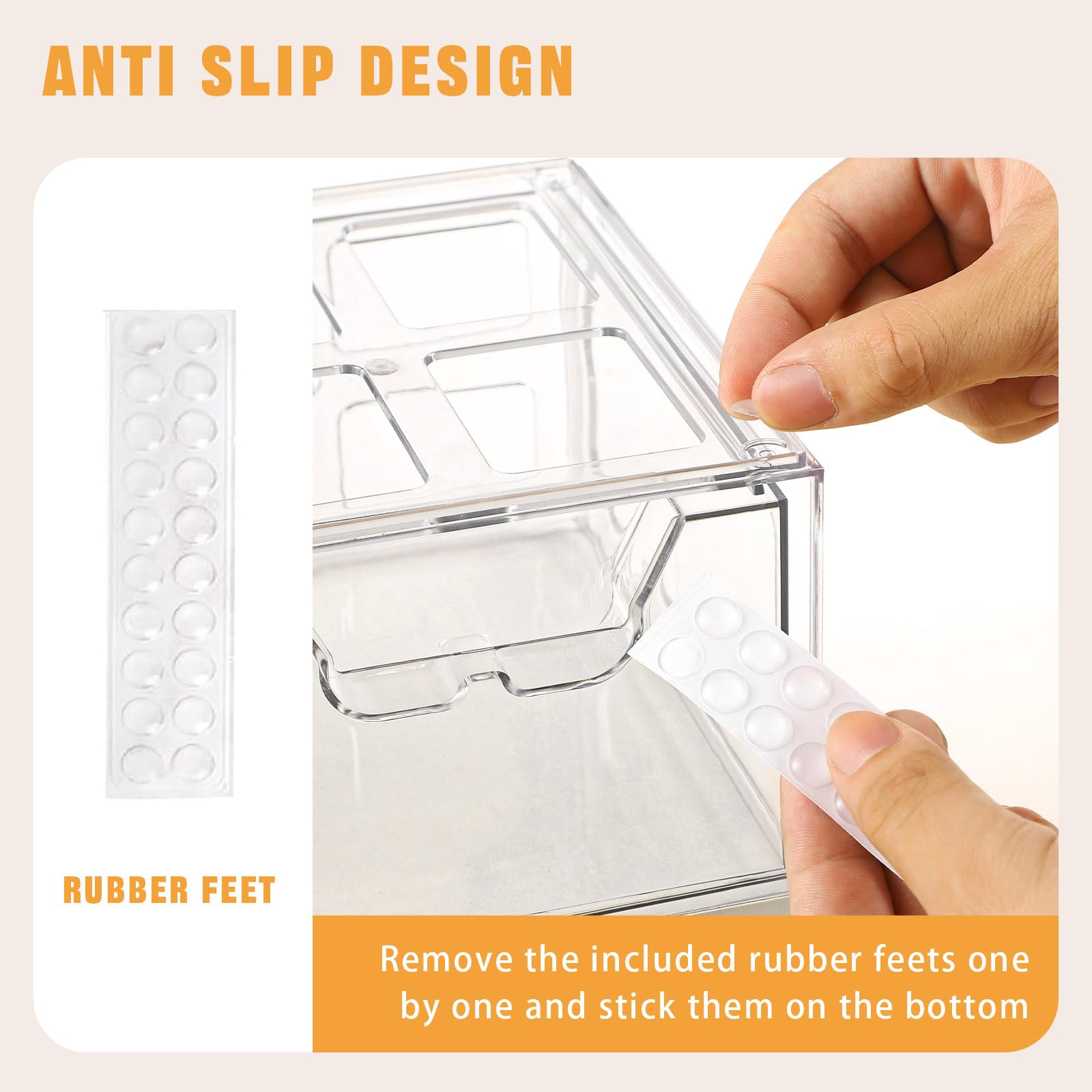Stebopum 6 Pack Stackable Makeup Organizer, 4.4'' Tall Acrylic Bathroom Makeup Organizer And Storage Drawer With Pull-Out Handle