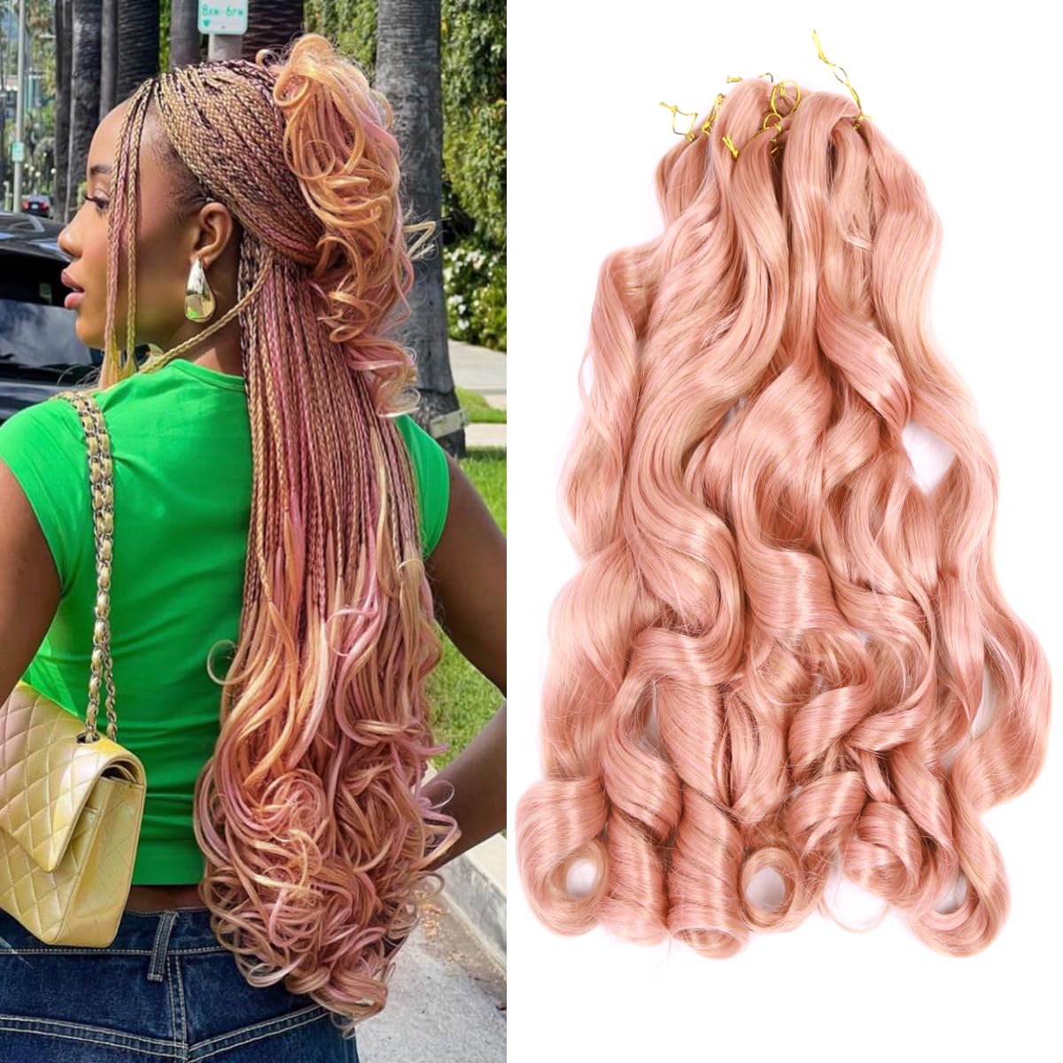 Amir Hair 8 packs French Curl Braiding Hair 20inch Loose Wave Braiding Hair Pre Stretched Synthetic Hair Extensions