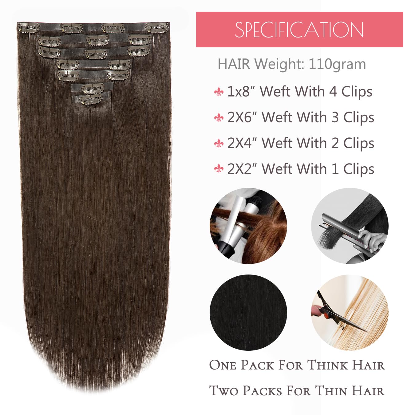 Loxxy Seamless Clip In Hair Extensions 22Inch 110G 7Pcs Light Dark Brown Real Human Hair Clip In Extensions Invisible With Pu Cl