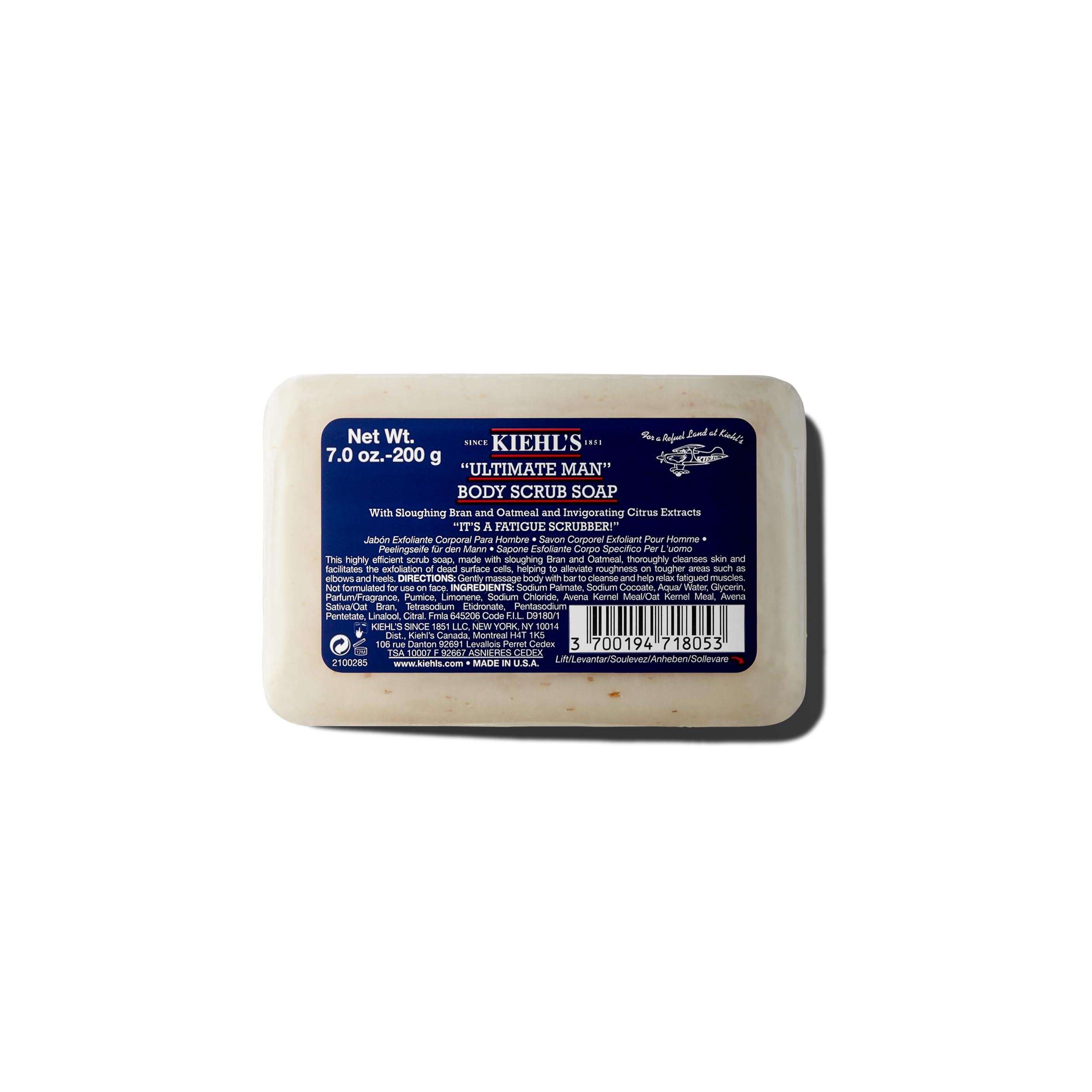 Kiehl's Ultimate Man Body Scrub Exfoliating Bar Soap, Energizing Body Wash for Mens Skin, Cleanses & Exfoliates Dirt and Oil, wi