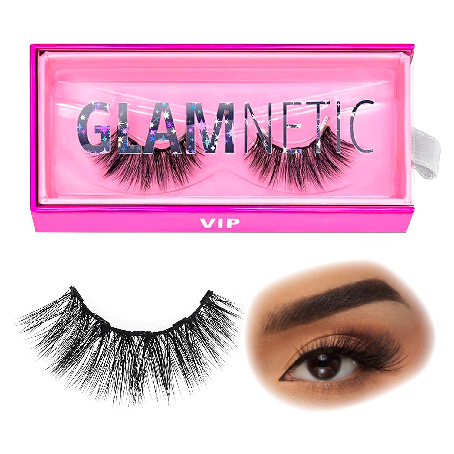 Glamnetic Magnetic Eyelashes - Vip | Long Magnetic Lashes, 60 Wears Reusable High Volume Faux Mink Lashes, Dramatic, Round - 1 P