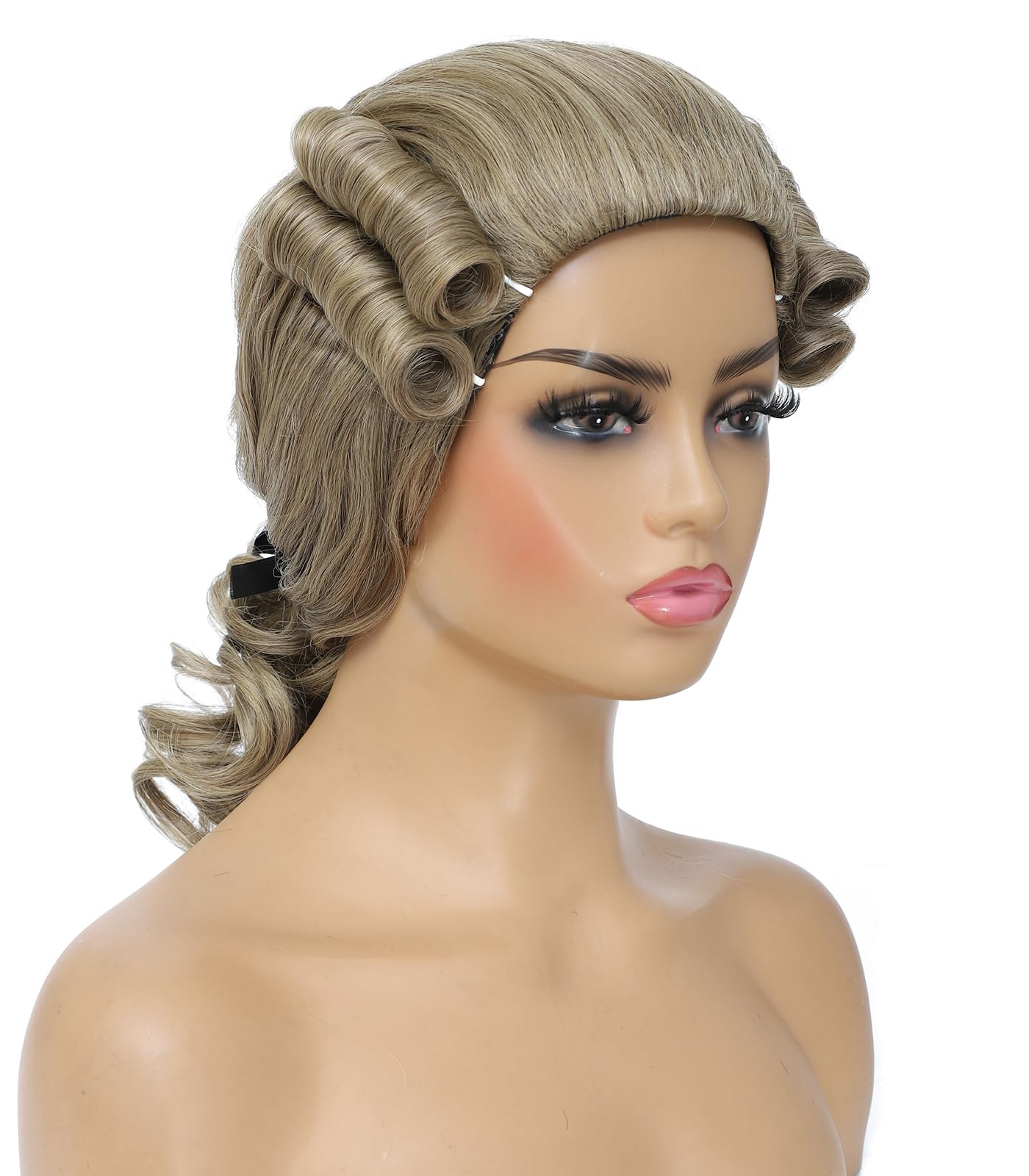 Adequate Colonial Style Curled Wig, Historical Costume Accessory, Ash Blonde, Revolutionary War Period Hairstyle (Blonde)