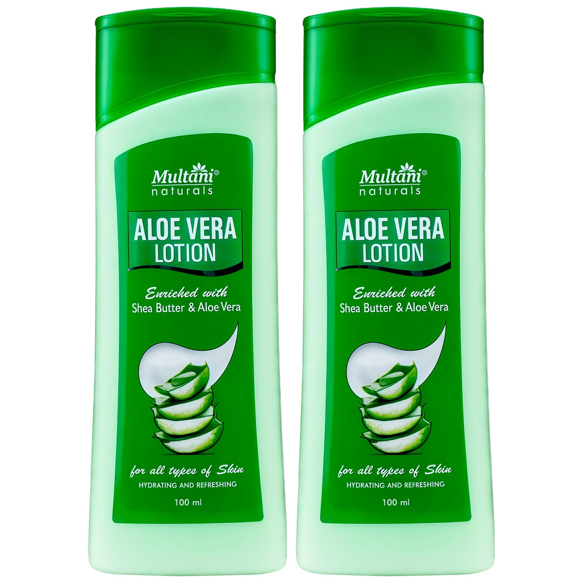 Multani Natural Aloevera Lotion (Pack Of 2 (100Ml Each) | Enriched With Goodness Of Aloevera & Shea Butter | Soothe, Hydrate & F