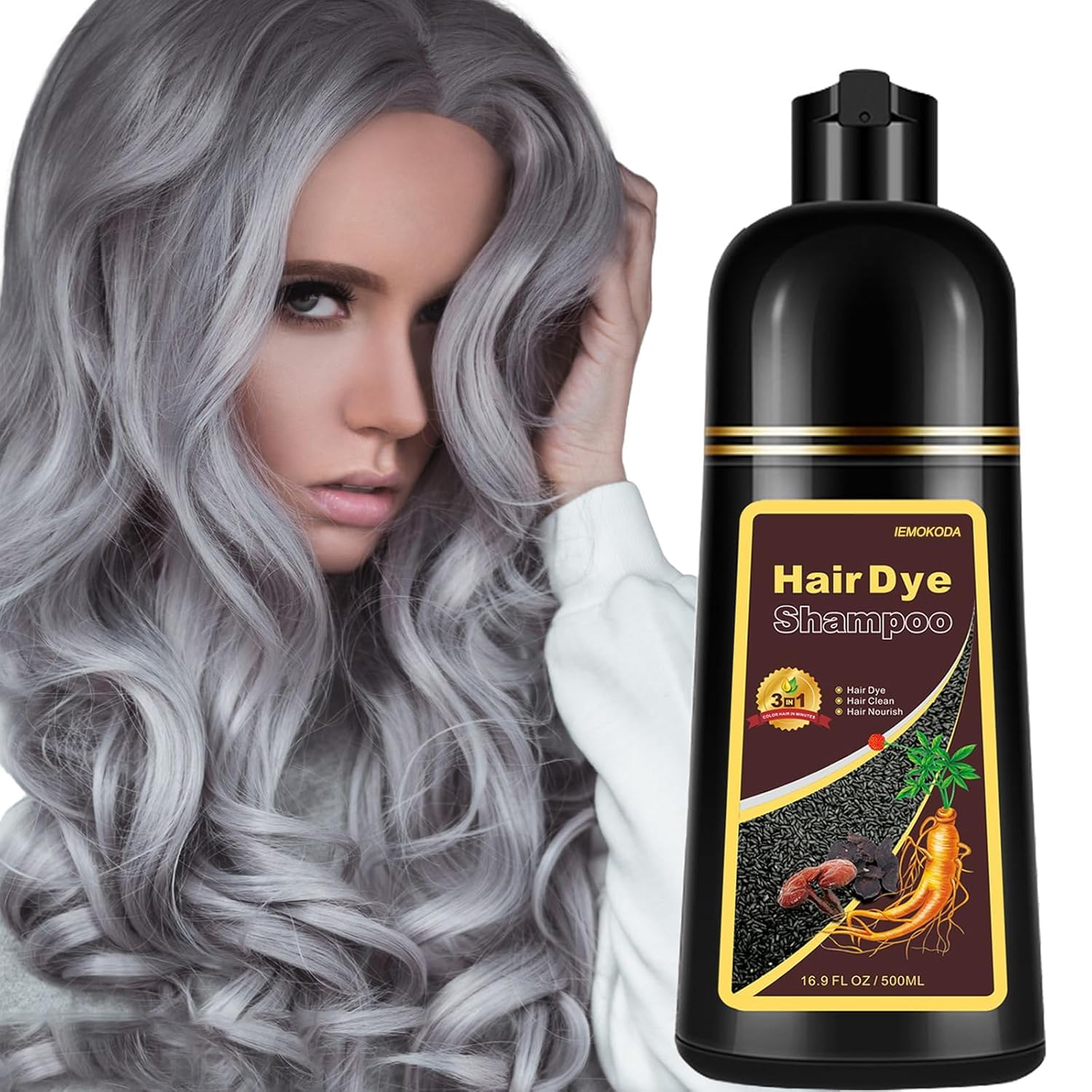 Silver Gray Hair Dye, Hair Dye Shampoo 3 in 1, Silver Hair Shampoo, Hair Color Shampoo for Gray Hair, Champu Para Canas & Shampo