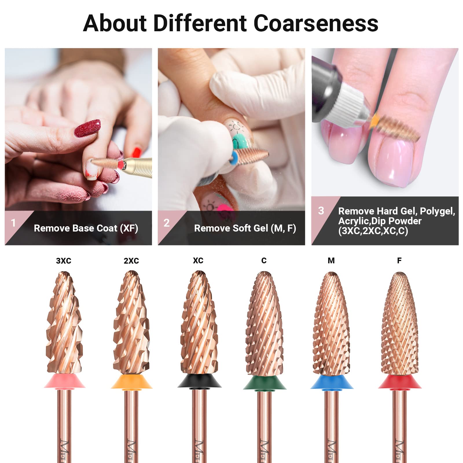Melodysusie Long Flame Nail Drill Bits, 3/32'' Carbide Tungsten Bits, Suitable For Manicure Pedicure Cuticle Gel Polishing, Begi