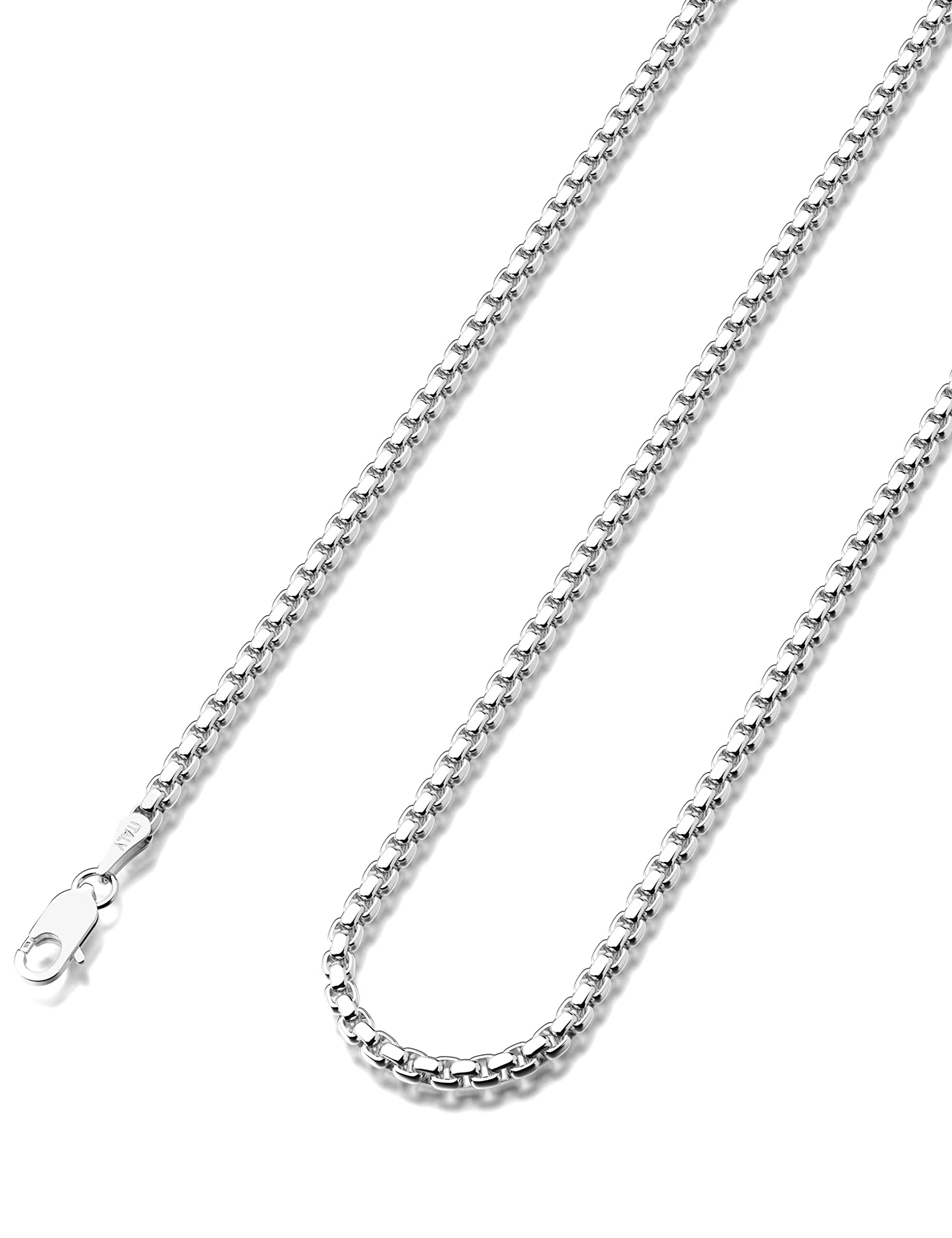 Waitsoul 925 Sterling Silver Box Chain Lobster Clasp 2mm Silver Chain for Women Men Silver Necklace Chain 16-30 Inches (20)