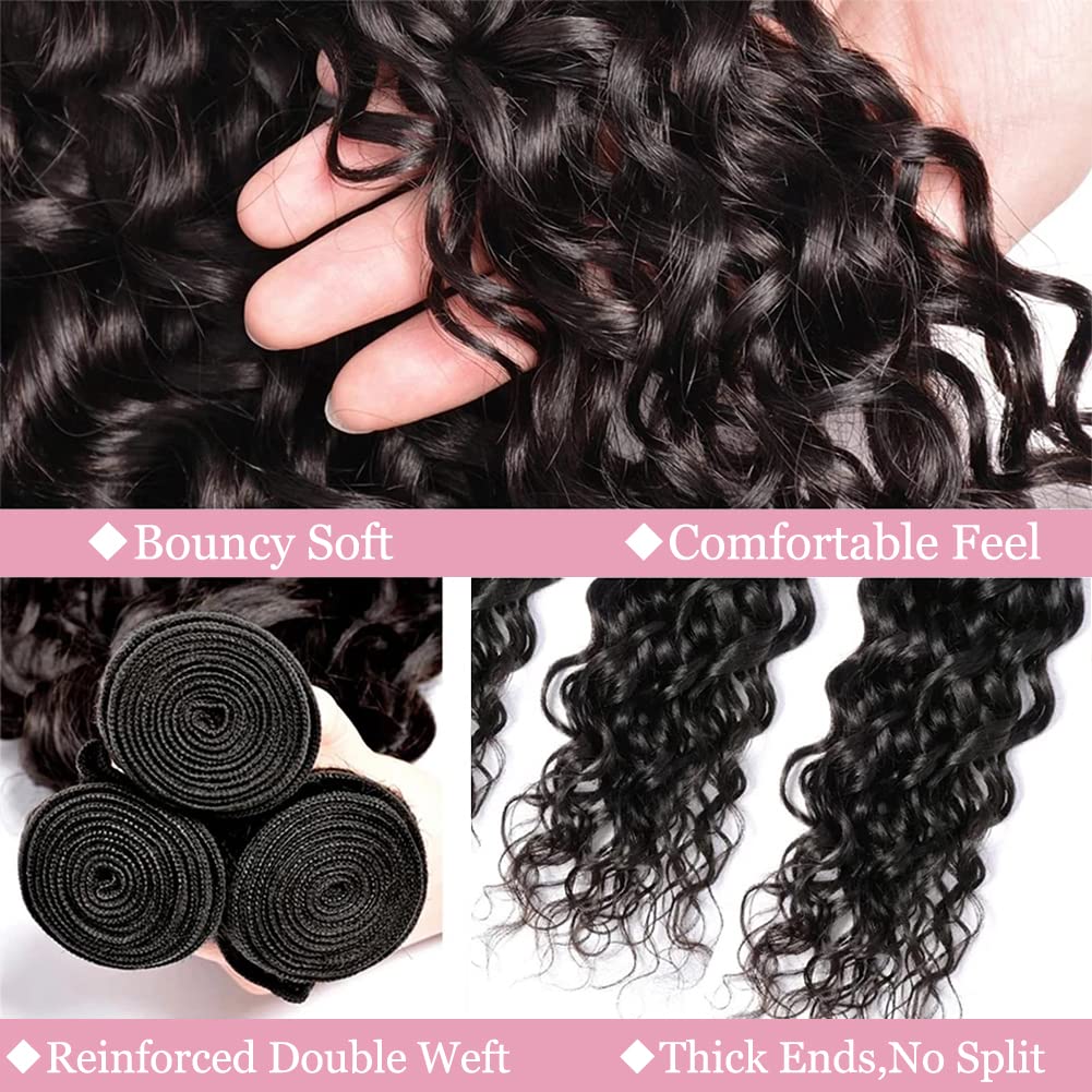 26 28 30 Inch Deep Wave Bundles Human Hair 12A Brazilian Bundles 100% Unprocessed Virgin Hair Water Wave Bundles Wet And Wavy Hu