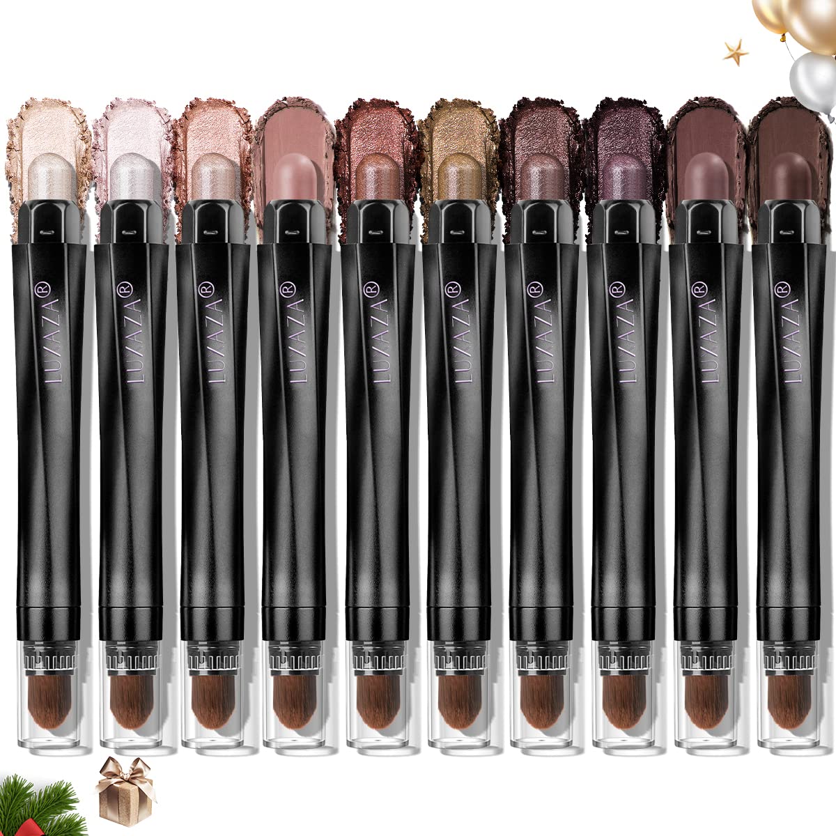10Pcs Eyeshadow Stick,Shimmer And Matte Neutral Brown Eye Shadow Sticks Pencil Crayon, Eye Brightener Stick With Crease-Proof Fo