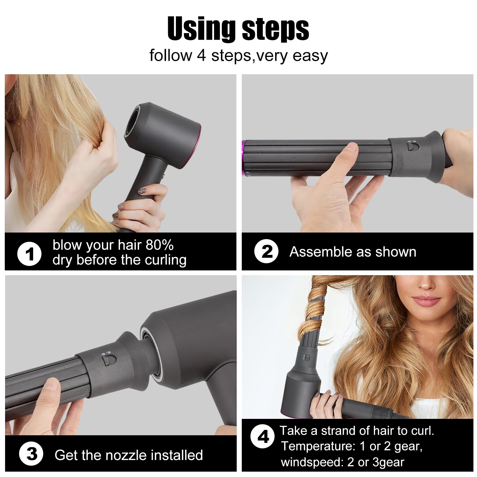 1.6 Inch/40Mm Long Hair Curling Barrels Compatible With Dyson Airwrap Styler Hs05/Hs01 Attachment Parts, Accessories For Multipl