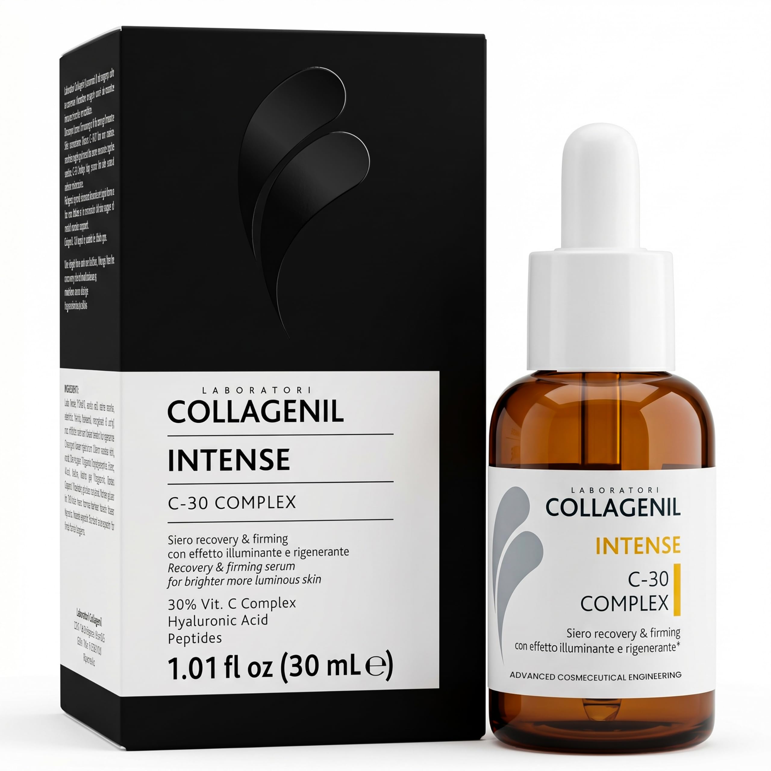 Collagenil C30 Complex, 30% Vitamin C Serum with Hyaluronic Acid and Peptides, AntiAging, Brightening and Firming Facial Serum