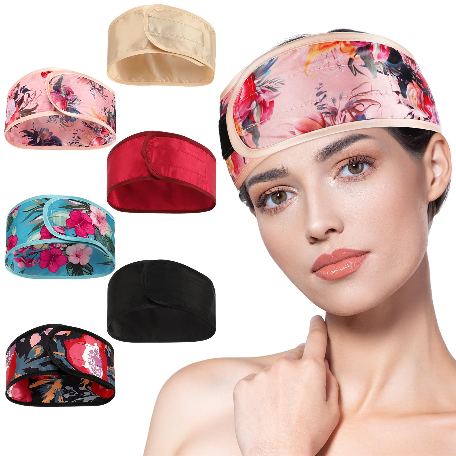 Eurzom 6 Pieces Satin Head Wrap Adjustable Hair Wraps for Sleeping Nonslip Satin Sleeper Hair Headbands for Women Night