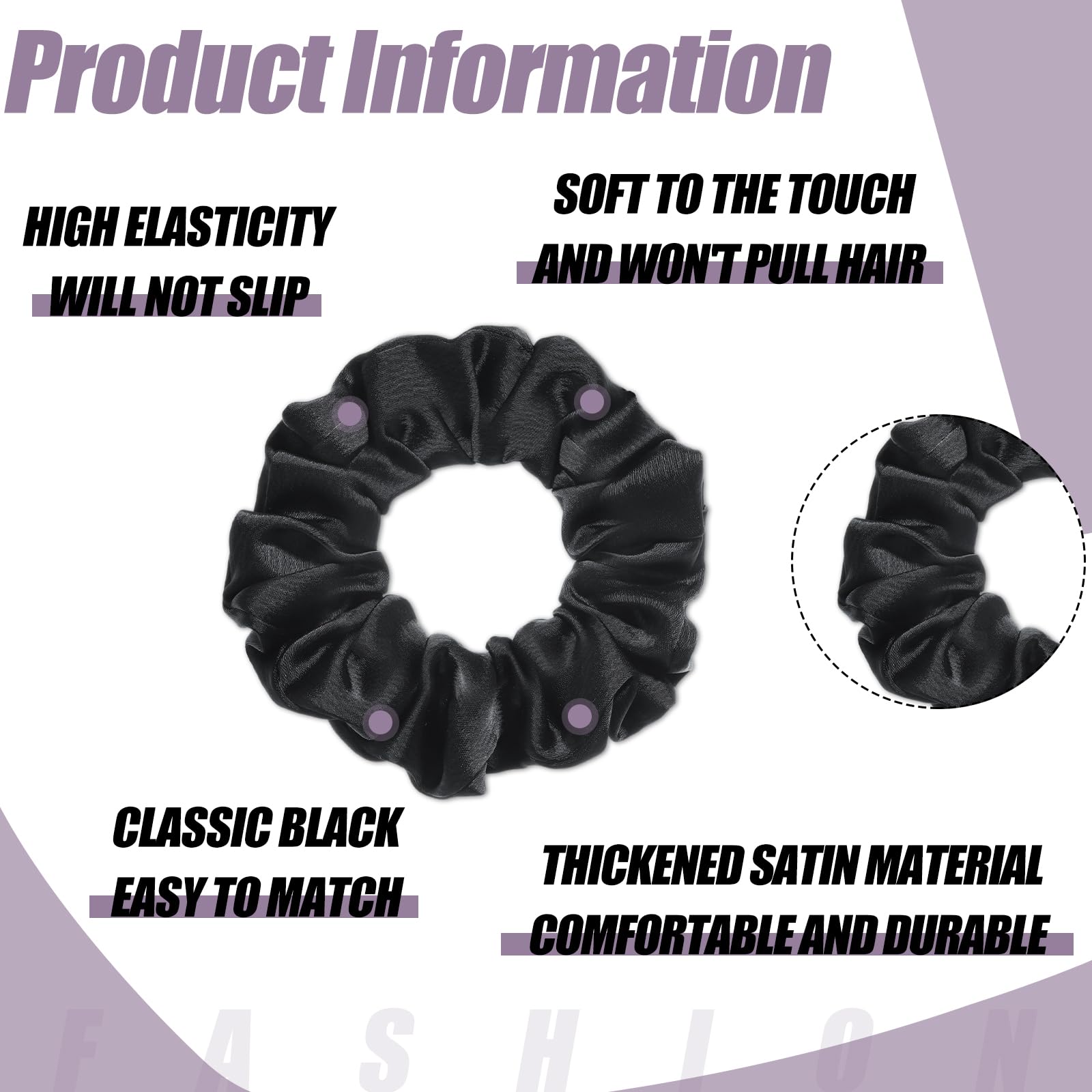 8 Pack Satin Silk Scrunchies For Women, Silk Hair Ties Silk Scrunchies Black Hair Scrunchies For Women Teen Girl Gifts Trendy St