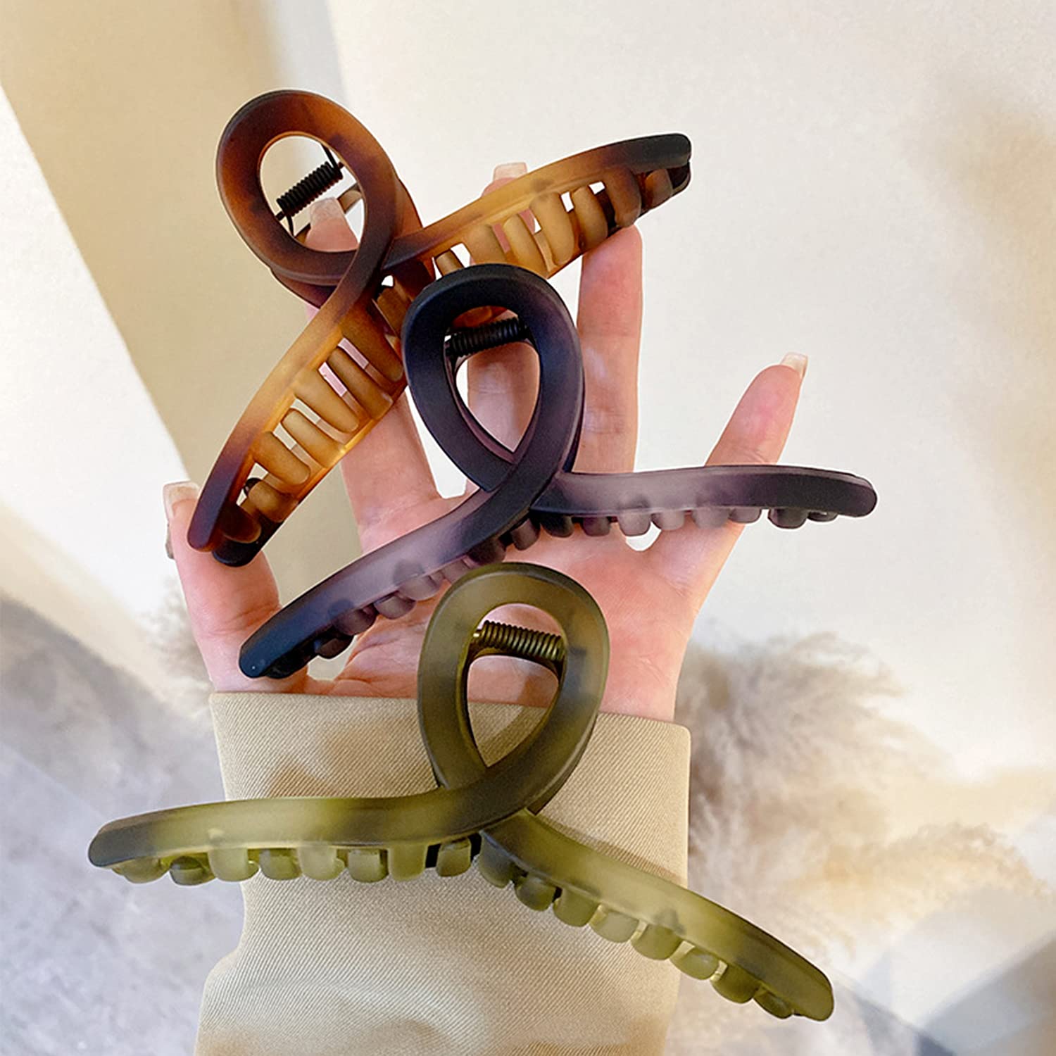 VRbeatter Big Hair Claw Clips Large Butterfly Hair Clips for Women Matte 5.1'' Large Clip Oversize Hair Clip for Girls Hair Acce