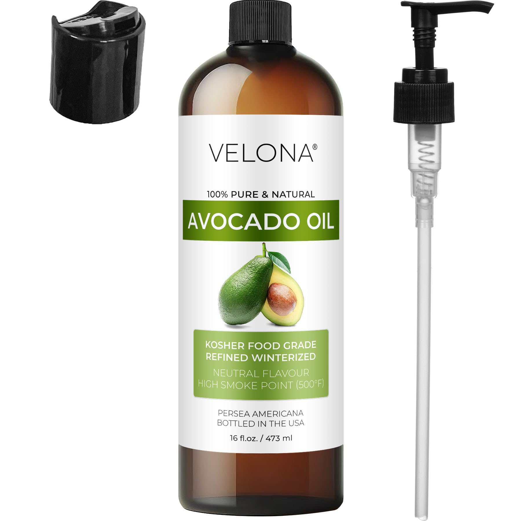 Velona Avocado Oil 16 Fl Oz | 100% Pure And Natural Carrier Oil | Refined, Cold Pressed | Hair, Body And Skin Care | Use Today -