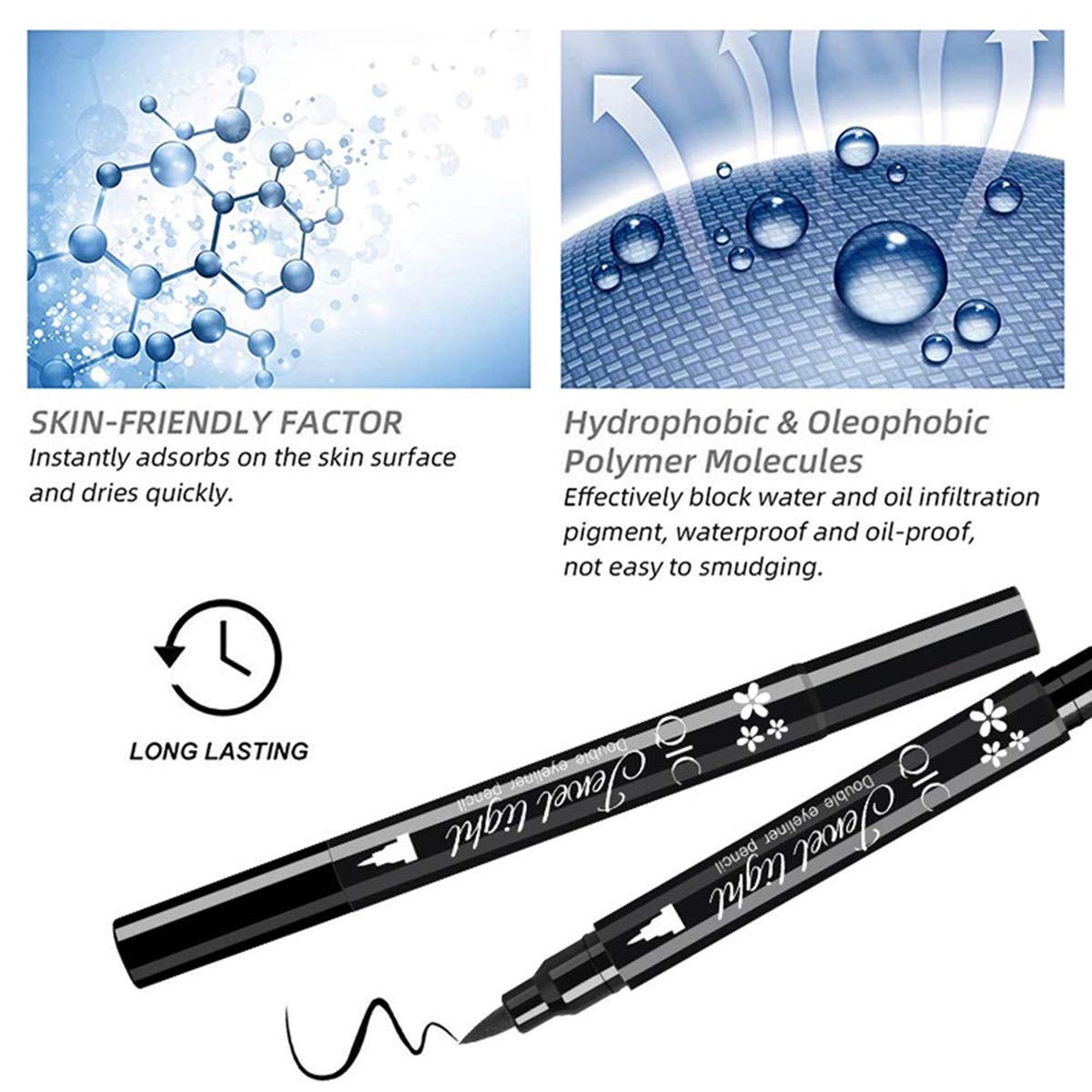 Go Ho Heart And Star Eyeliner Stamp Black Liquid Liner,2 Pcs Waterproof Stamp Eyeliner Set,Double-Side Cat Eye Liner,Long-Lastin