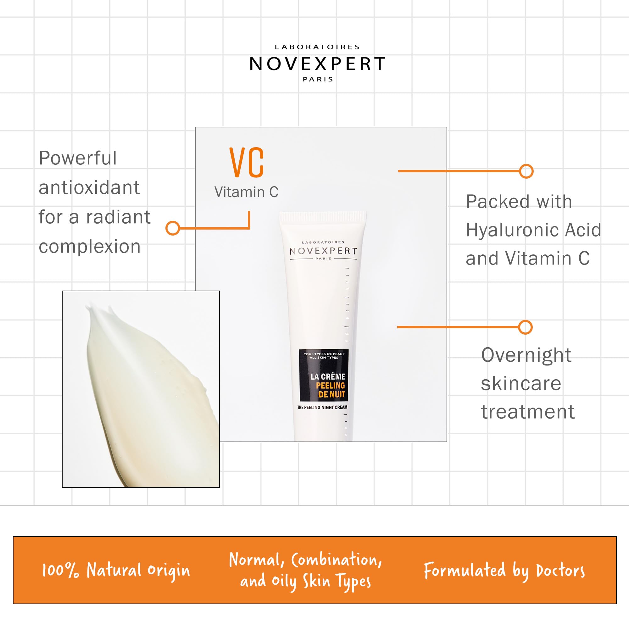 Novexpert The Peeling Night Cream - Visibly Brighter Skin - Smooth And Radiant Complexion - Deeply Exfoliates And Nourishes - Hy