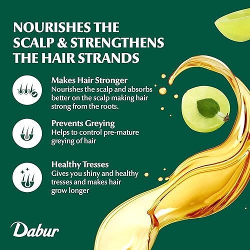 Dabur Amla Hair Oil - Amla Oil, Amla Hair Oil, Amla Oil for Healthy Hair and Moisturized Scalp, Indian Hair Oil for Men and Wome